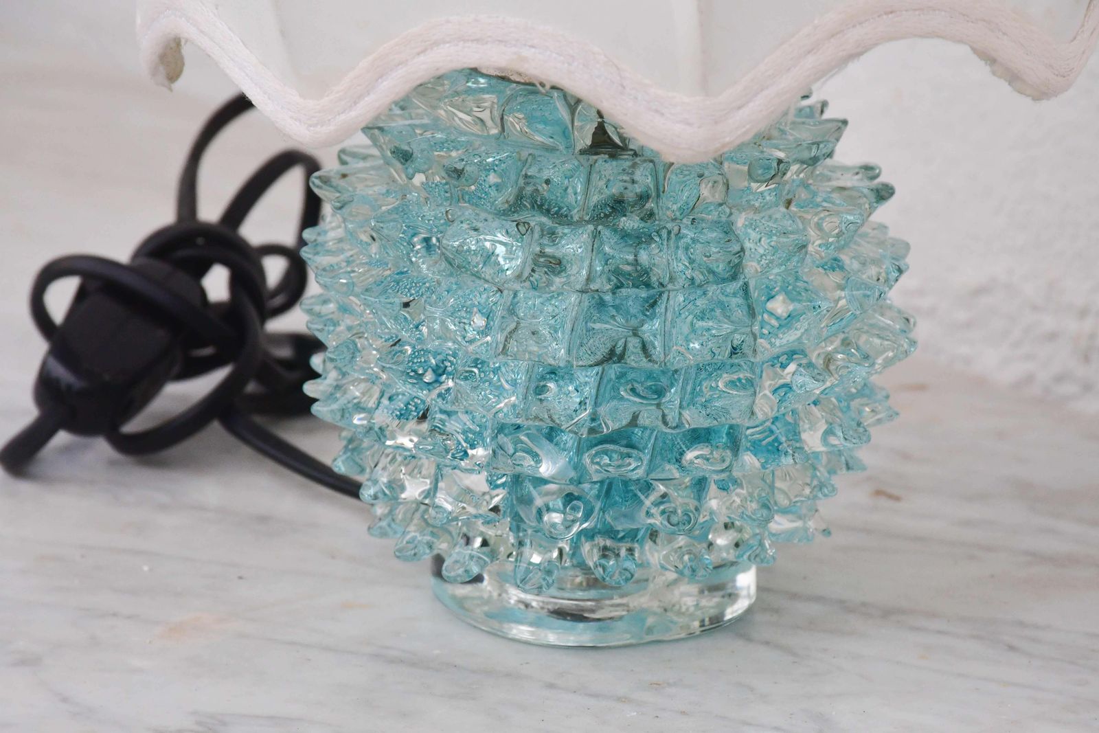 Lighting Rare Blu Table Lamp In Rostrato Murano Glass Vase For Barovier & Toso, 1950s photo