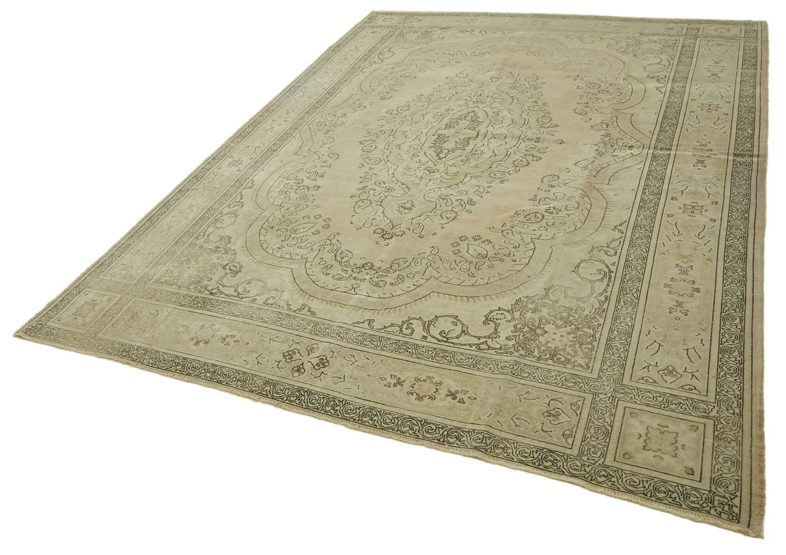 Handmade Beige Vintage Large Area Rug 243 Cm X 339 Cm photo for sale