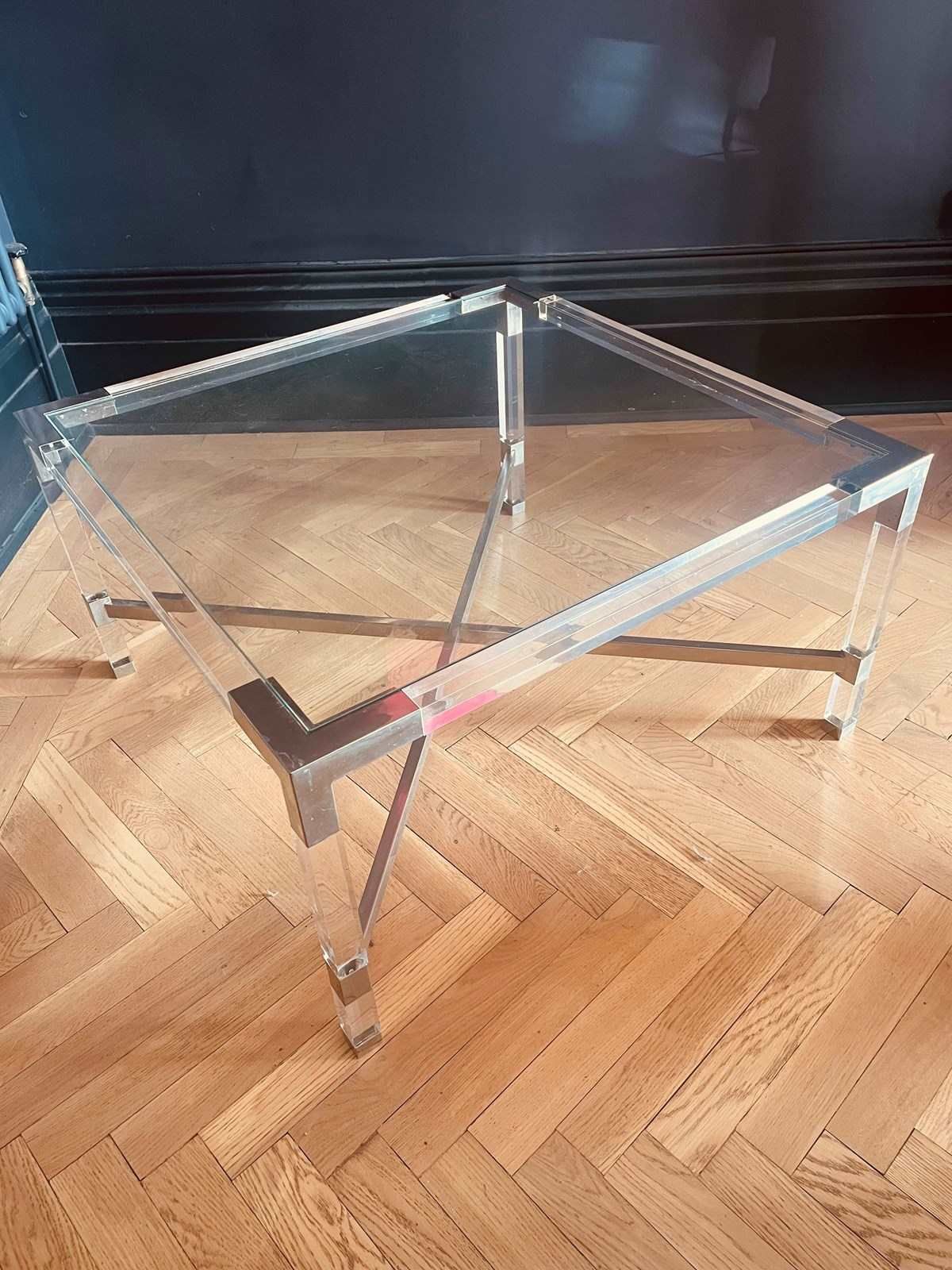 1 Of 2 Chrome & Lucite Coffee Tables photo for sale