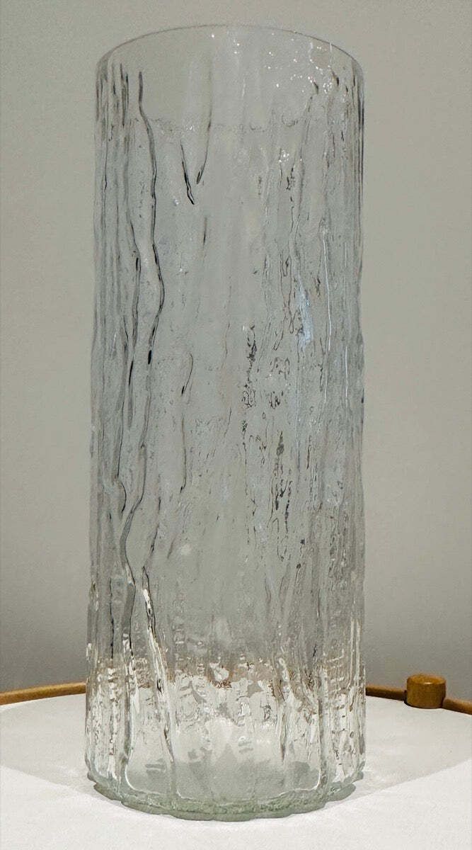 photo furniture Large 1970s German Peill & Putzler "Bark Or Iced" Clear Glass Cylindrical Vase