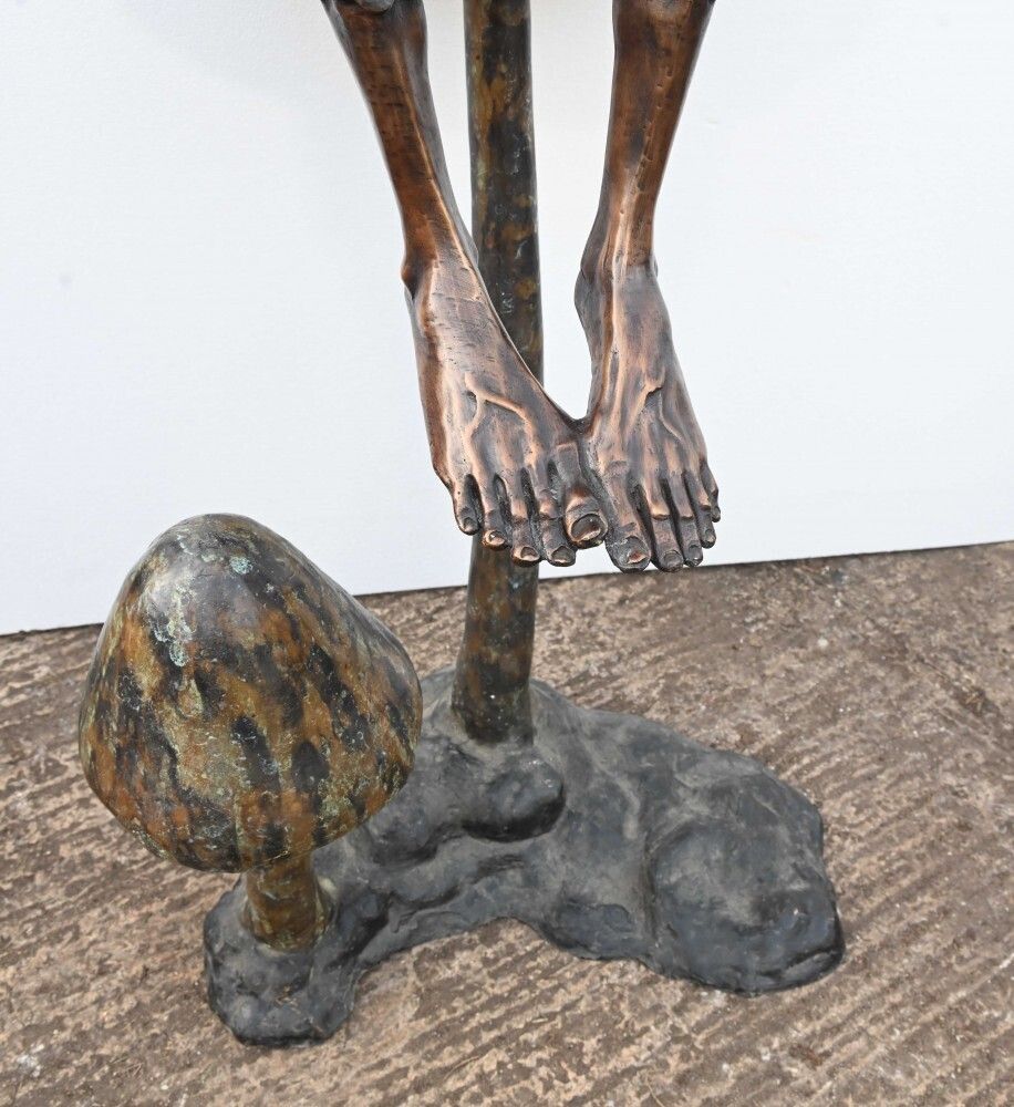 Bronze Fairey Fishing Statue Elph Goblin Mushroom Casting photo vinterior