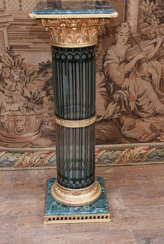 Empire Glass Pedestal Stand Corinthian Column Table photo Home Decor