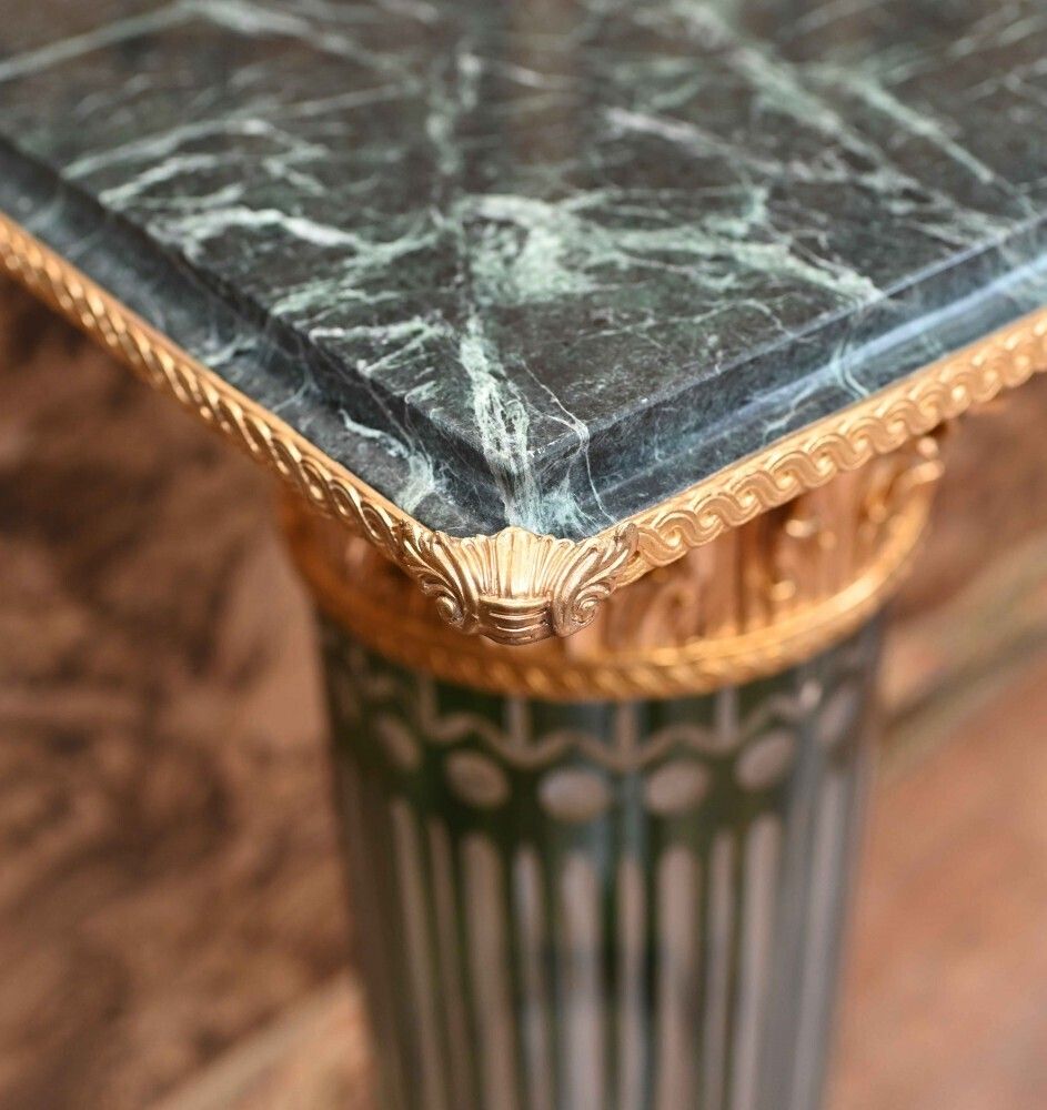 Empire Glass Pedestal Stand Corinthian Column Table photo vintage