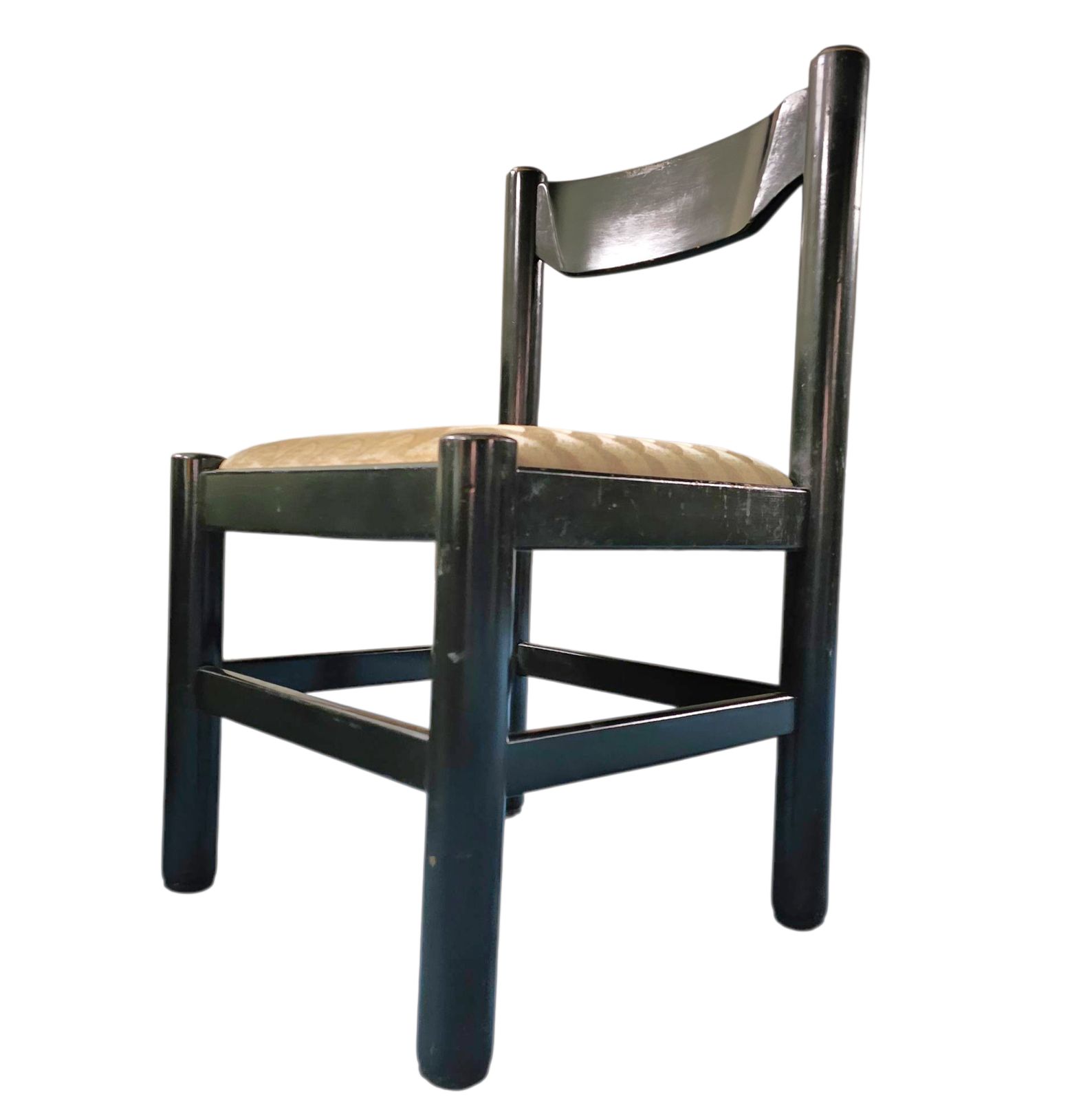 Rare Dining Set / Vico Magistretti / Italy / 1970s / Solid Black Painted Wood / 6 X Chair / Matching Table photo Furniture