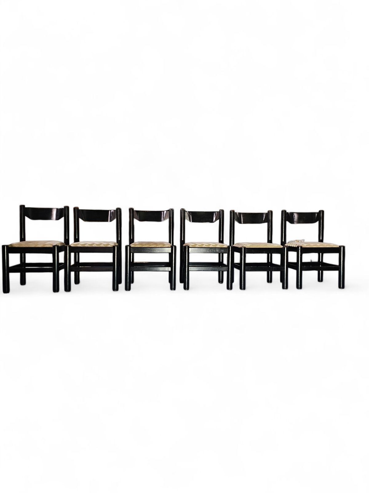 Furniture Rare Dining Set / Vico Magistretti / Italy / 1970s / Solid Black Painted Wood / 6 X Chair / Matching Table photo