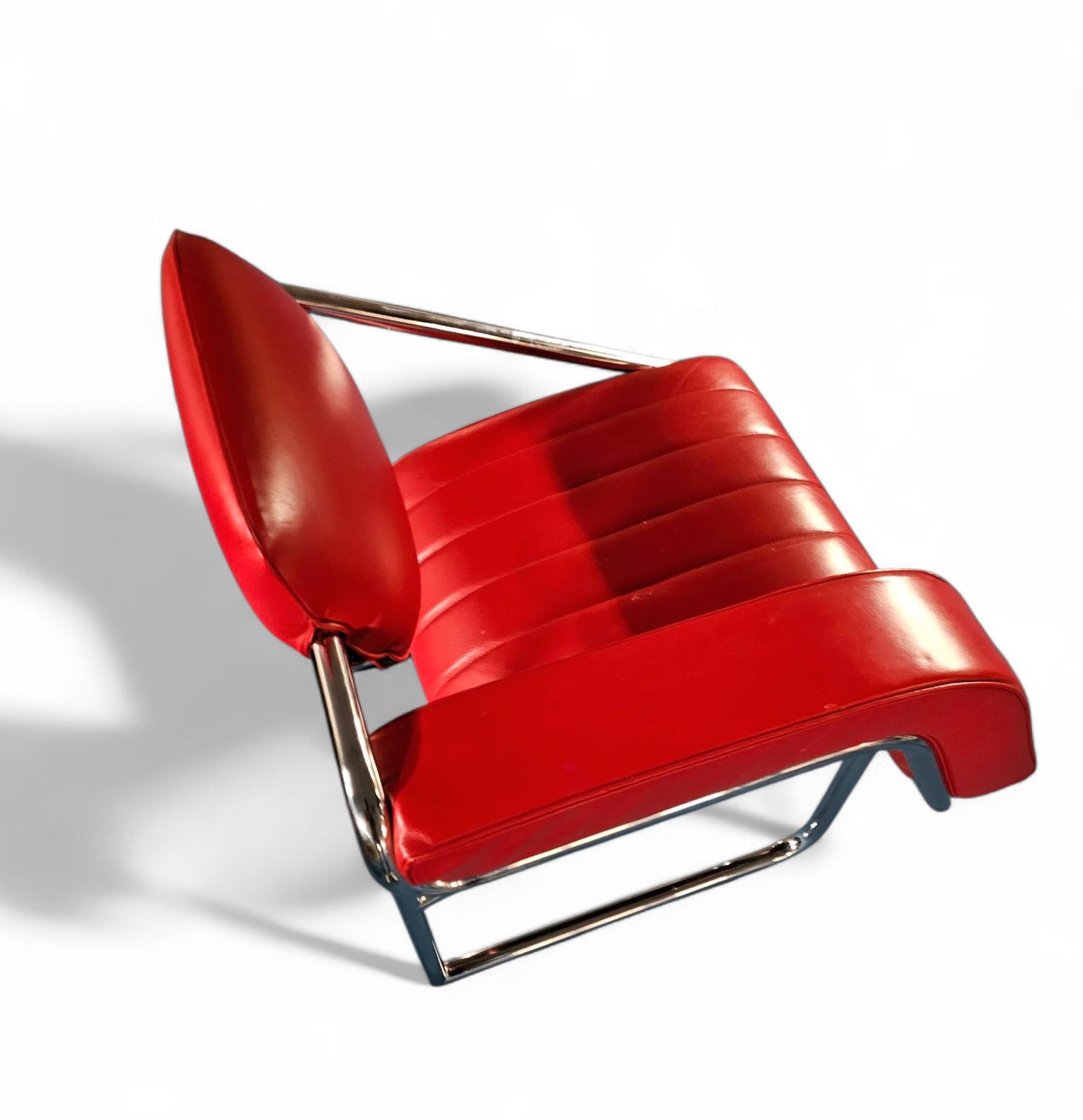 2 X Non Conformist Chair / Eileen Gray By Alivar / Red Leather / Marked Beneath The Seat photo furniture