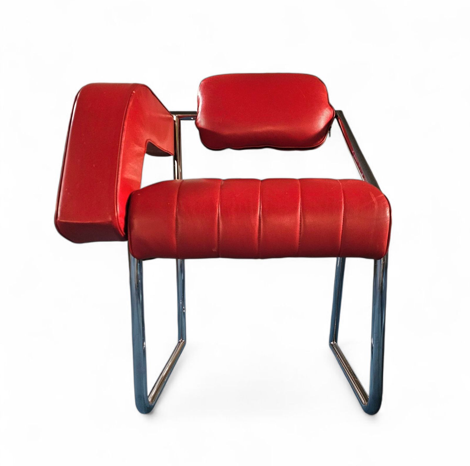 2 X Non Conformist Chair / Eileen Gray By Alivar / Red Leather / Marked Beneath The Seat photo 2979.0