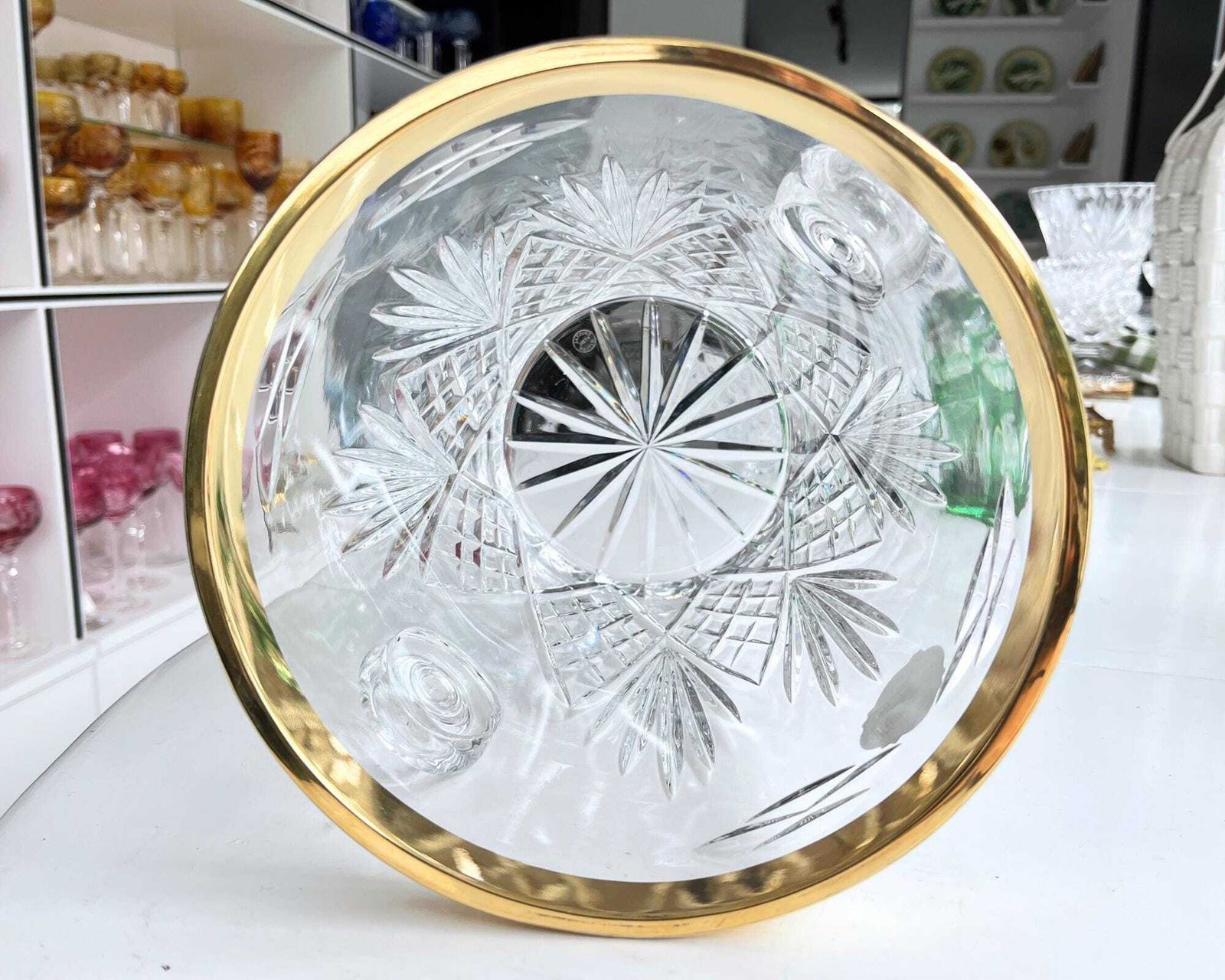 Franse Kristallen Champagnekoeler | Gouden Rand | Cristal Etzel photo vinterior