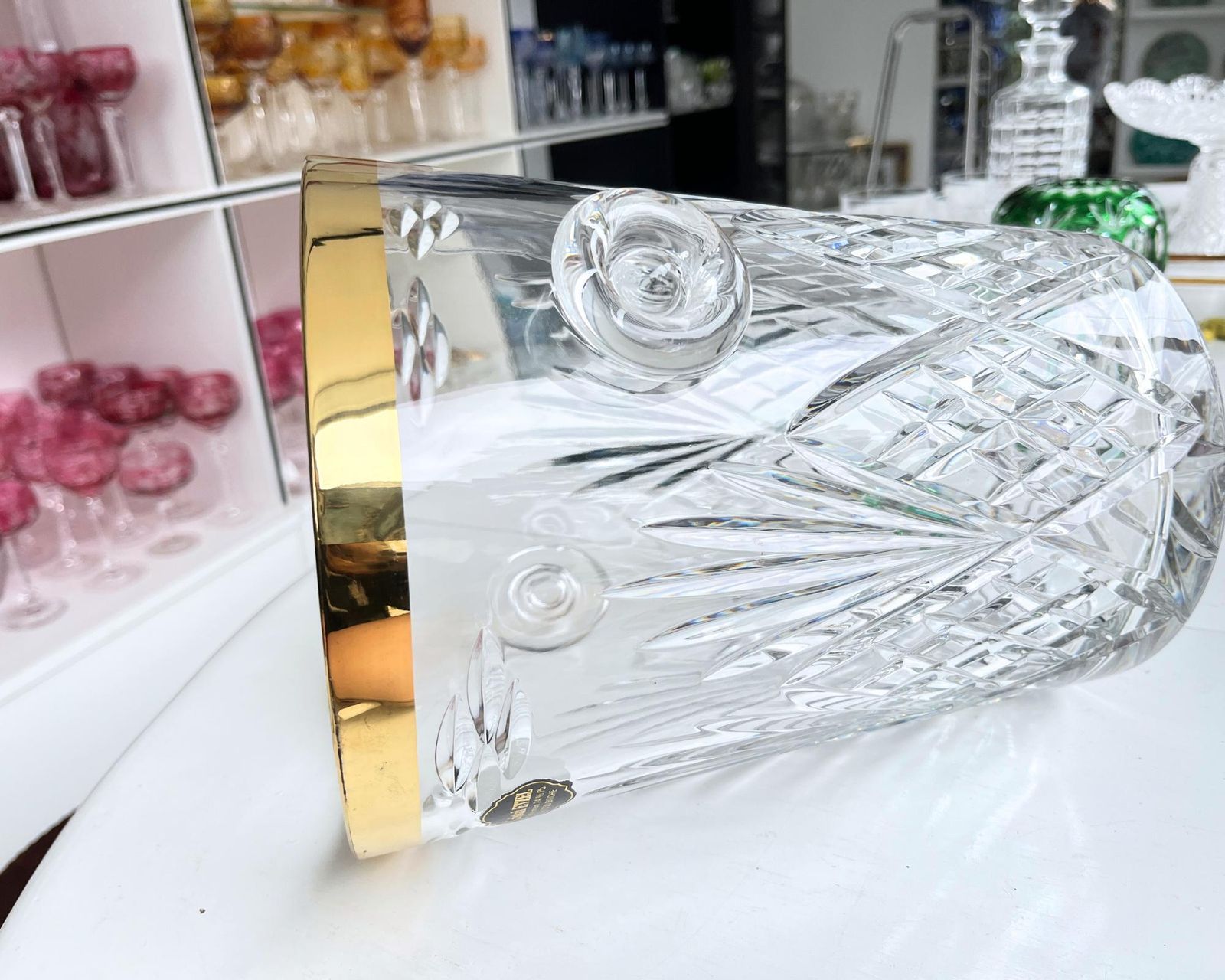 Franse Kristallen Champagnekoeler | Gouden Rand | Cristal Etzel photo vintage