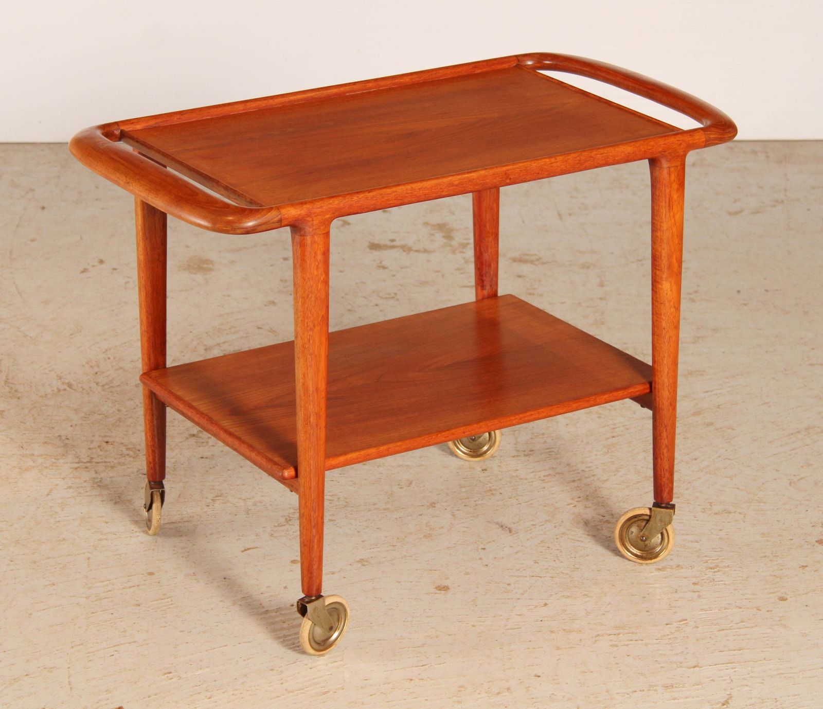 Mid Century 2 Tier Teak Serving Trolley By Niels O. Møller For J.L. Møllers, 1960s