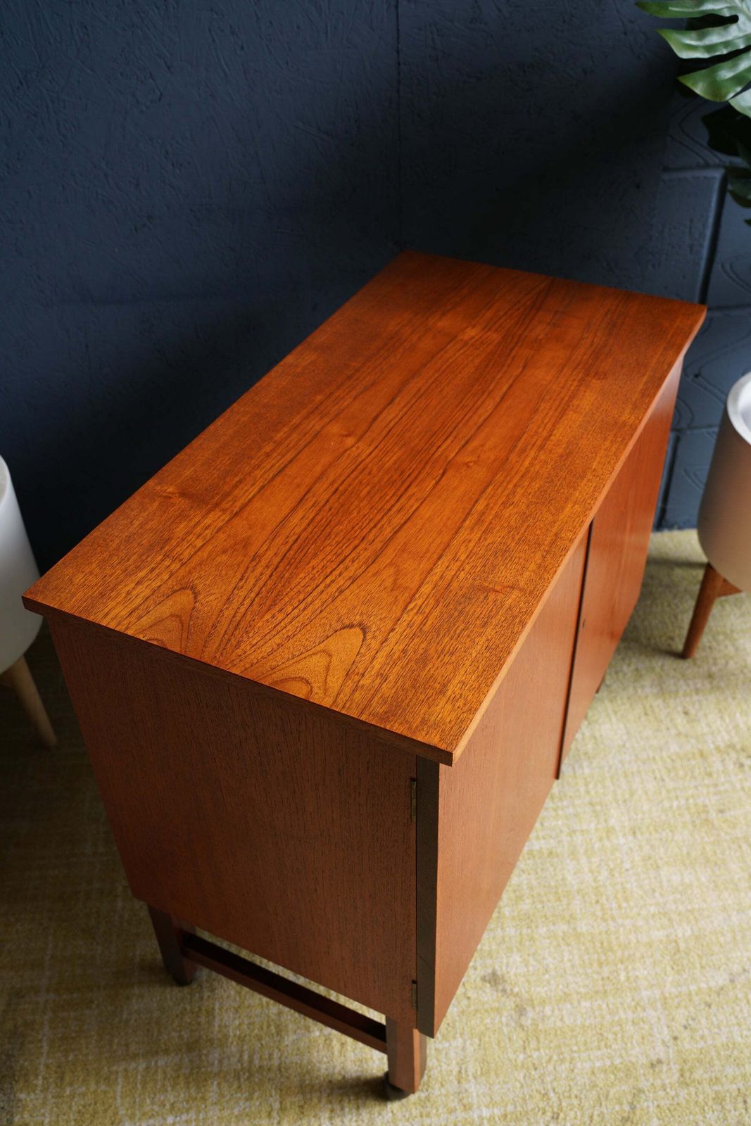 Furniture Mid Century Teak Drinks Cabinet On Castors photo