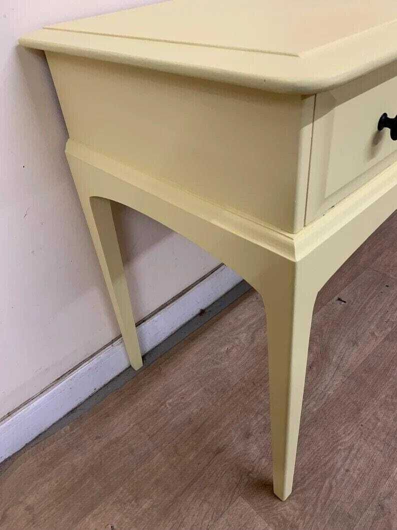 Painted Stag Minstrel Console Table In New England Yellow – Upcycled Vintage Sideboard, Hall Table, Entryway Furniture photo for sale