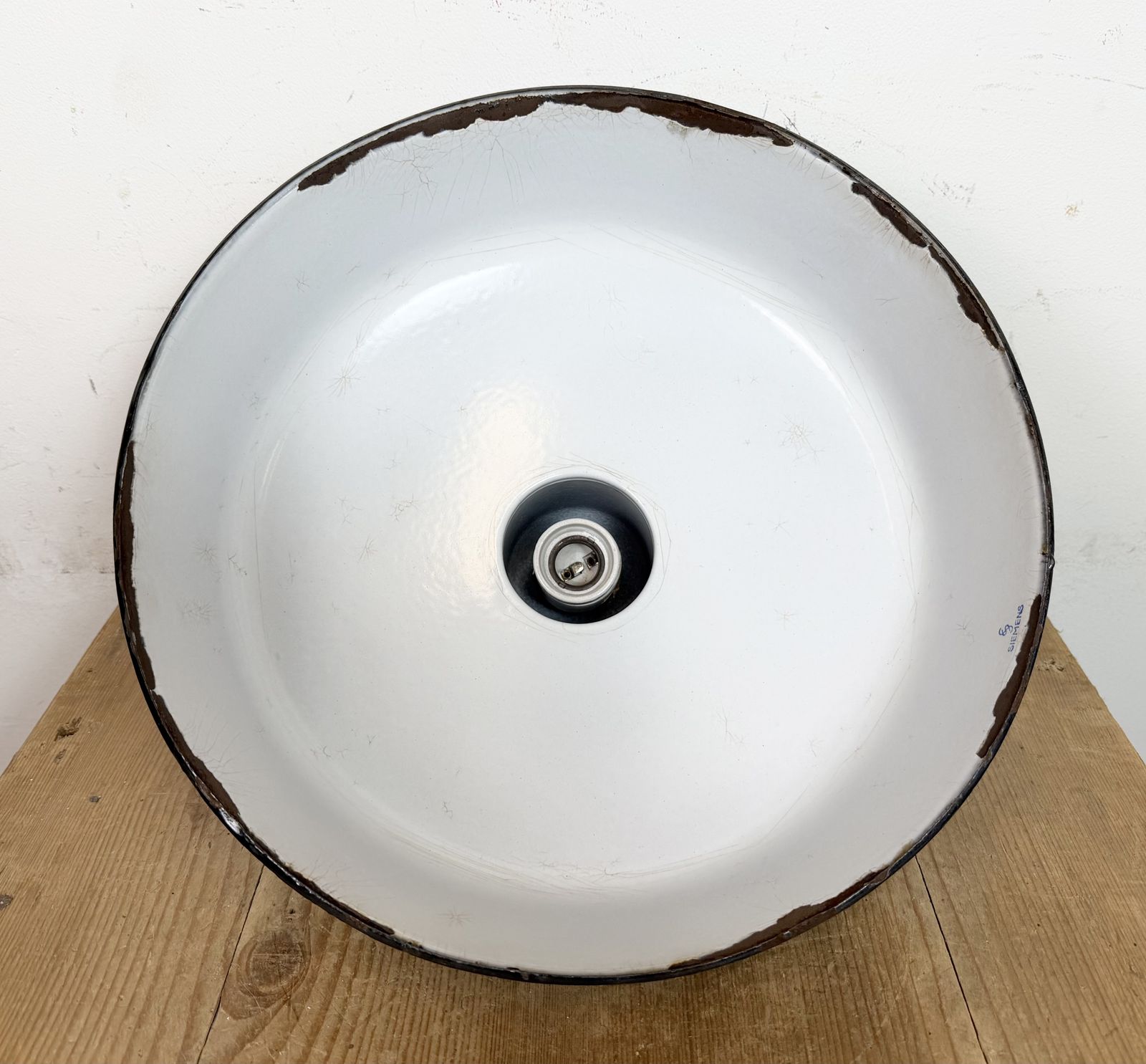 Industrial Grey Enamel Pendant Lamp From Siemens, 1930s photo for sale