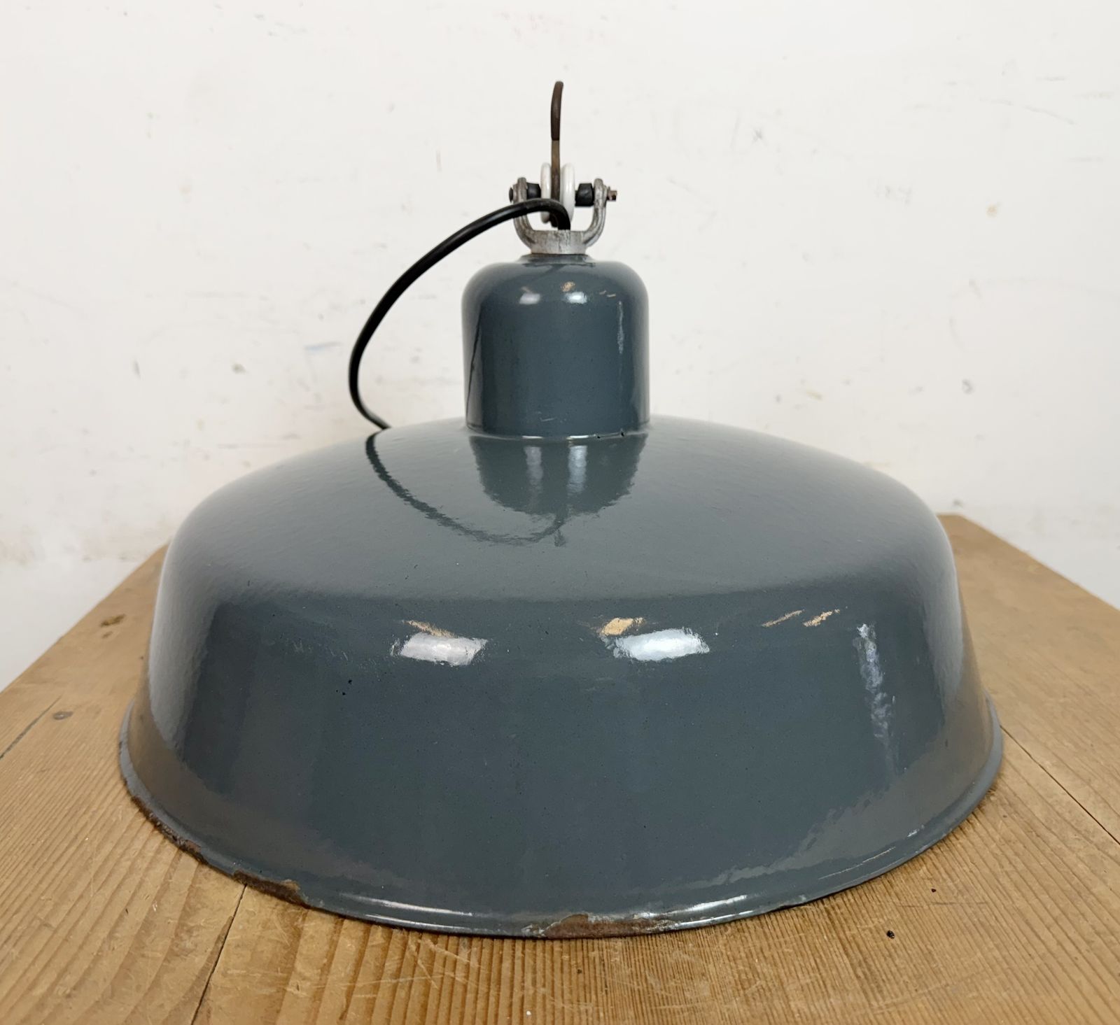 Industrial Grey Enamel Pendant Lamp From Siemens, 1930s photo 249.0
