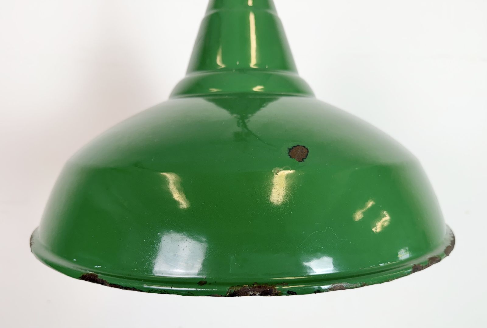 Industrial British Green Enamel Factory Pendant Lamp, 1960s photo 199.0