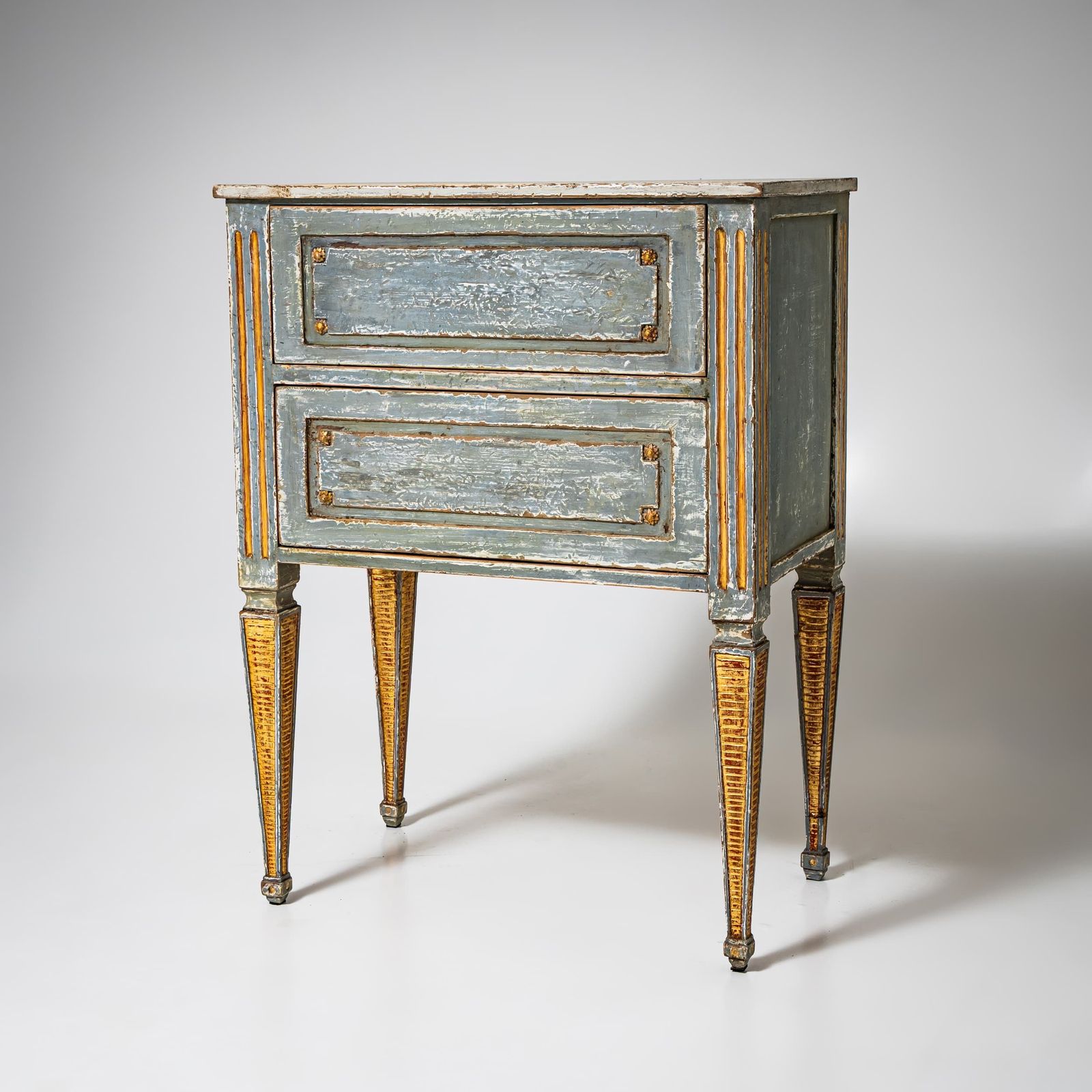 Hand Painted Louis XVI Chest Of Drawers With Gilt Accents, Late 18th Century photo Furniture
