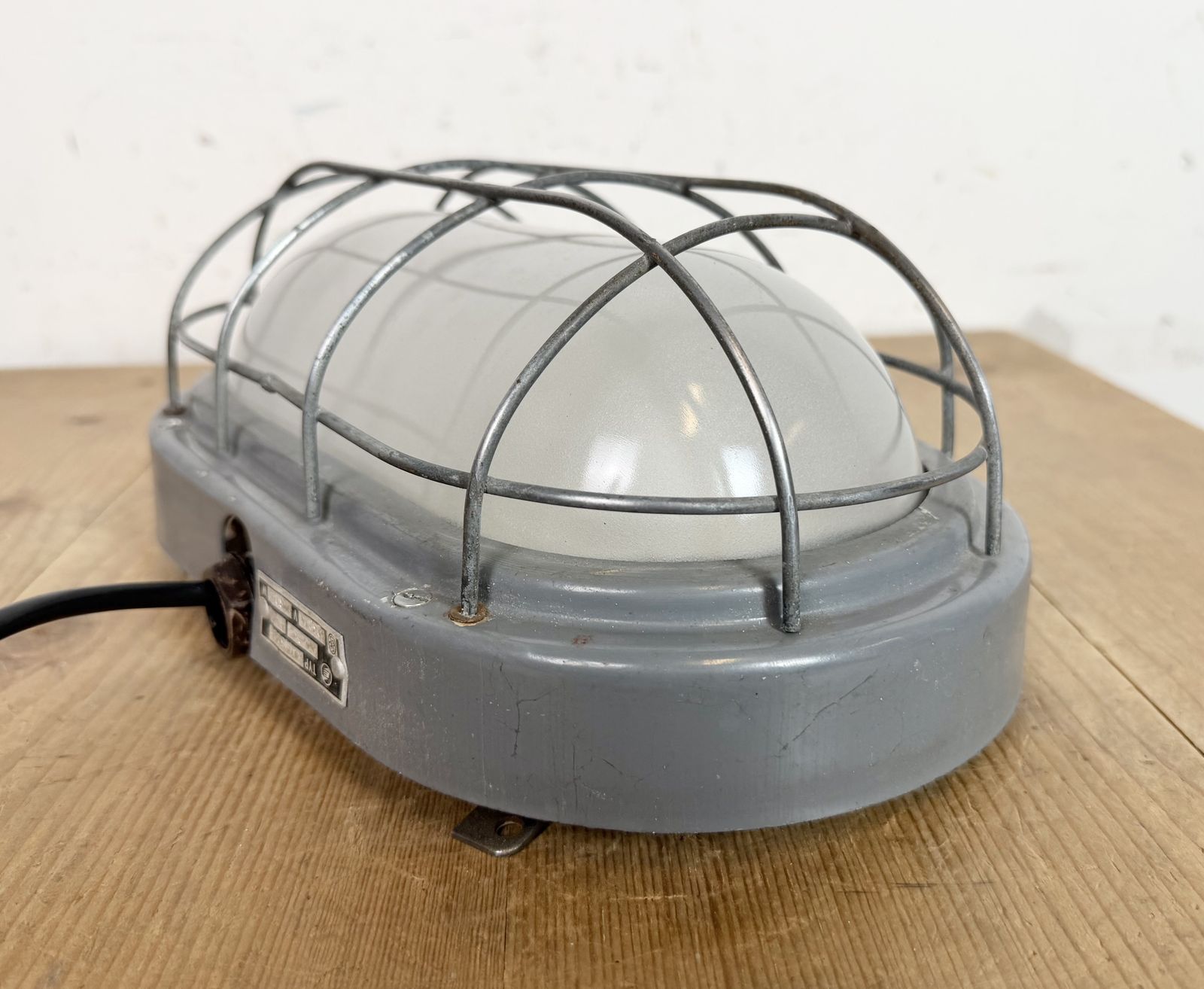 Industrial Grey Wall Light With Milk Glass From Elektrosvit, 1970s, 2x photo vintage