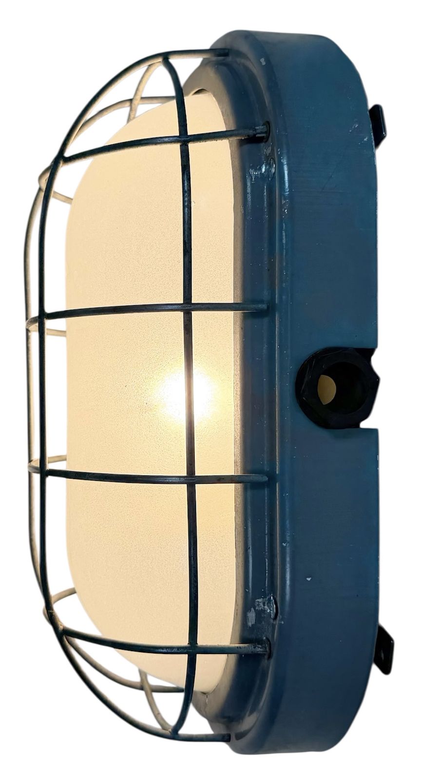 photo vinterior Industrial Grey Wall Light With Milk Glass From Elektrosvit, 1970s, 2x