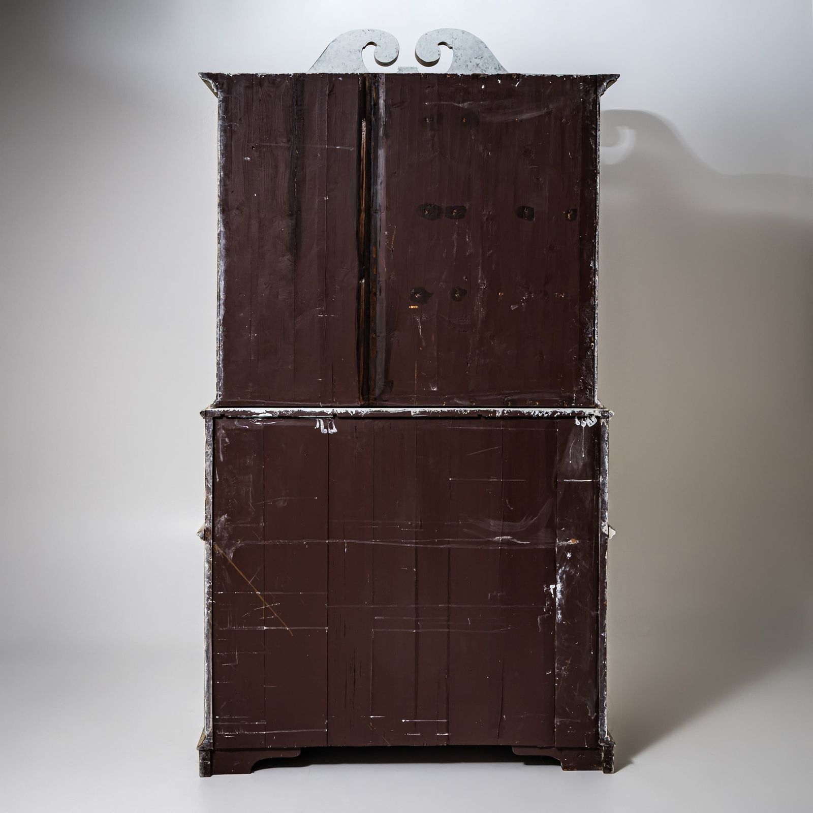 White Painted Secretary Desk With Glazed Cabinet, 18th Century photo vintage