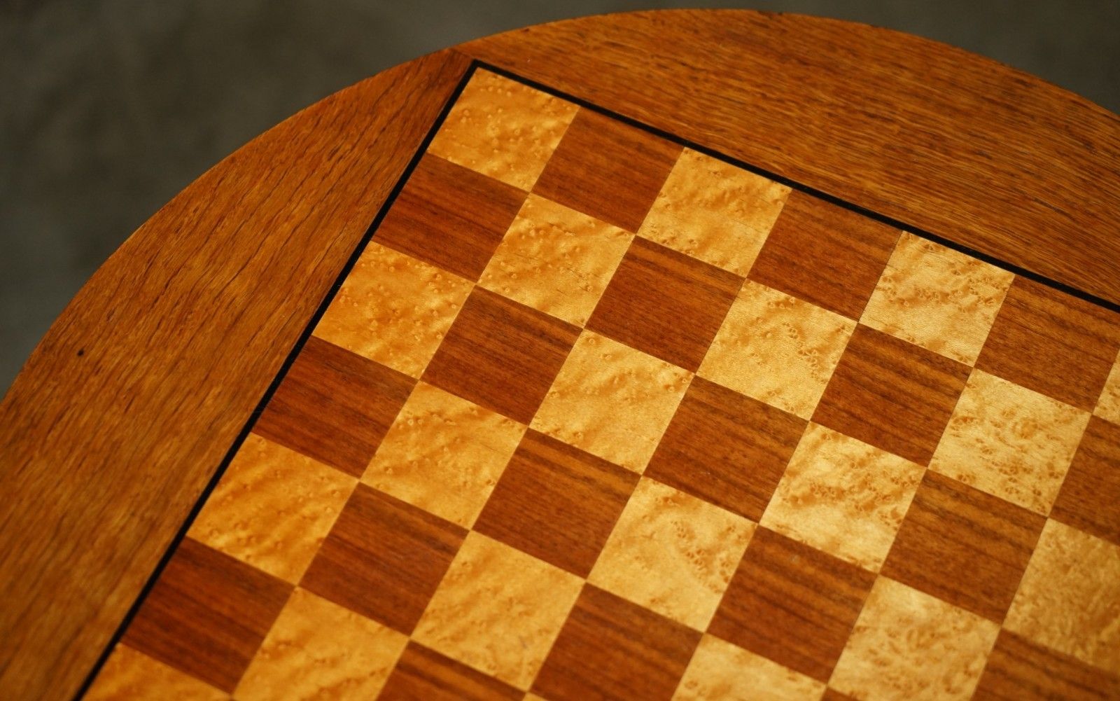 Antique Mahogany Satinwood & Walnut Chess Games Table With Lovely Turned Base photo buy