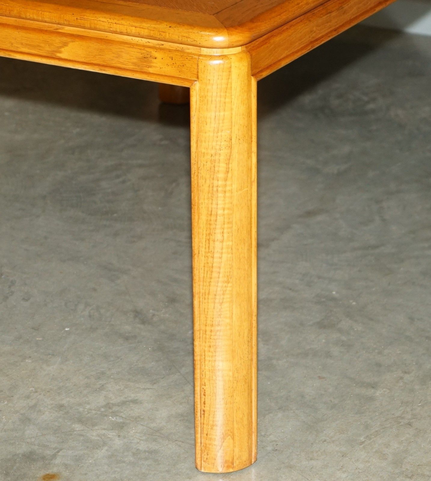 Furniture Vintage English Burr Oak & Teak Dining Table & Ten Bergere Dining Chairs Suite photo