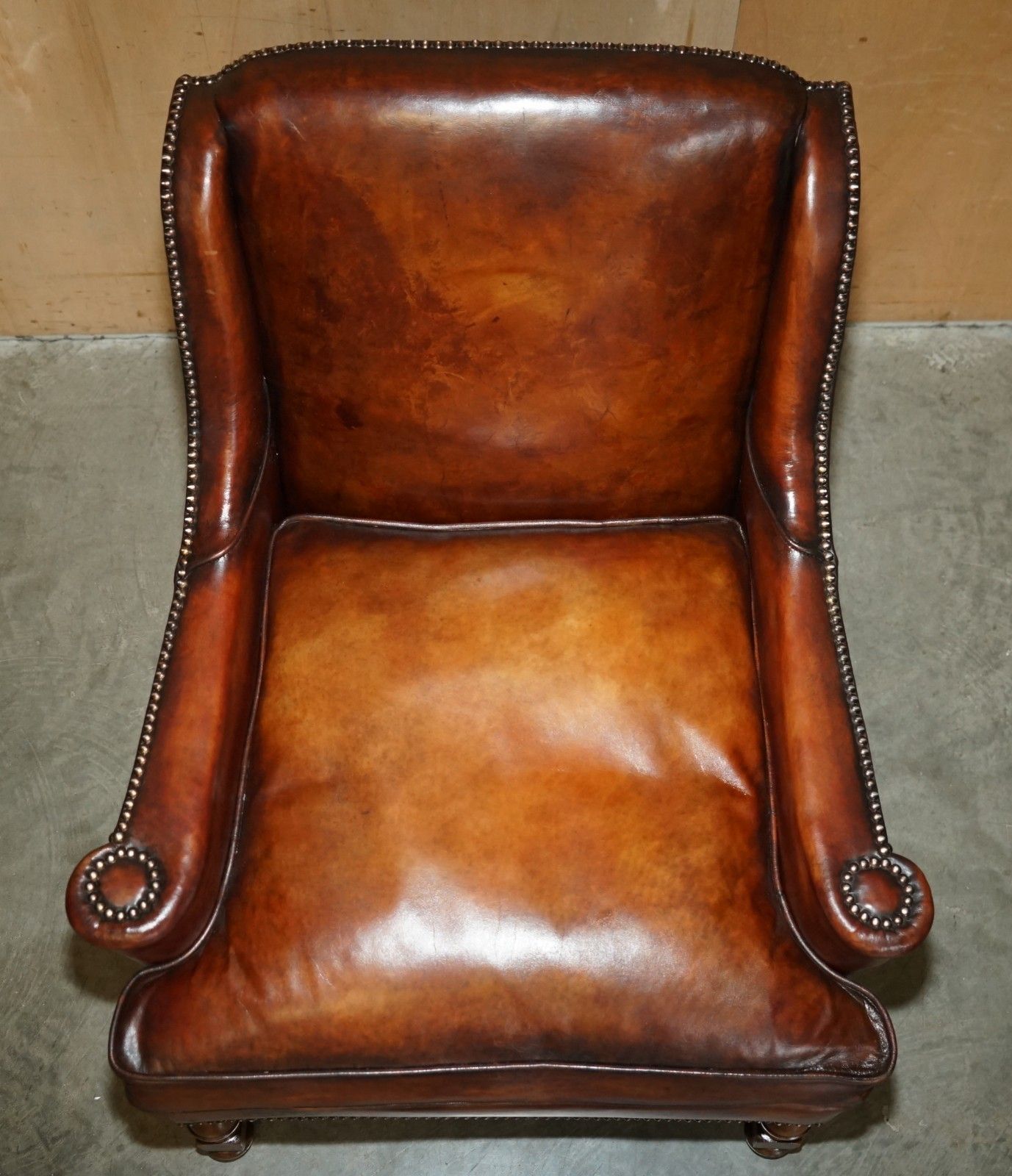 Sublime Antique Restored English Oak & Hand Dyed Leather William Morris Armchair photo 5950.0