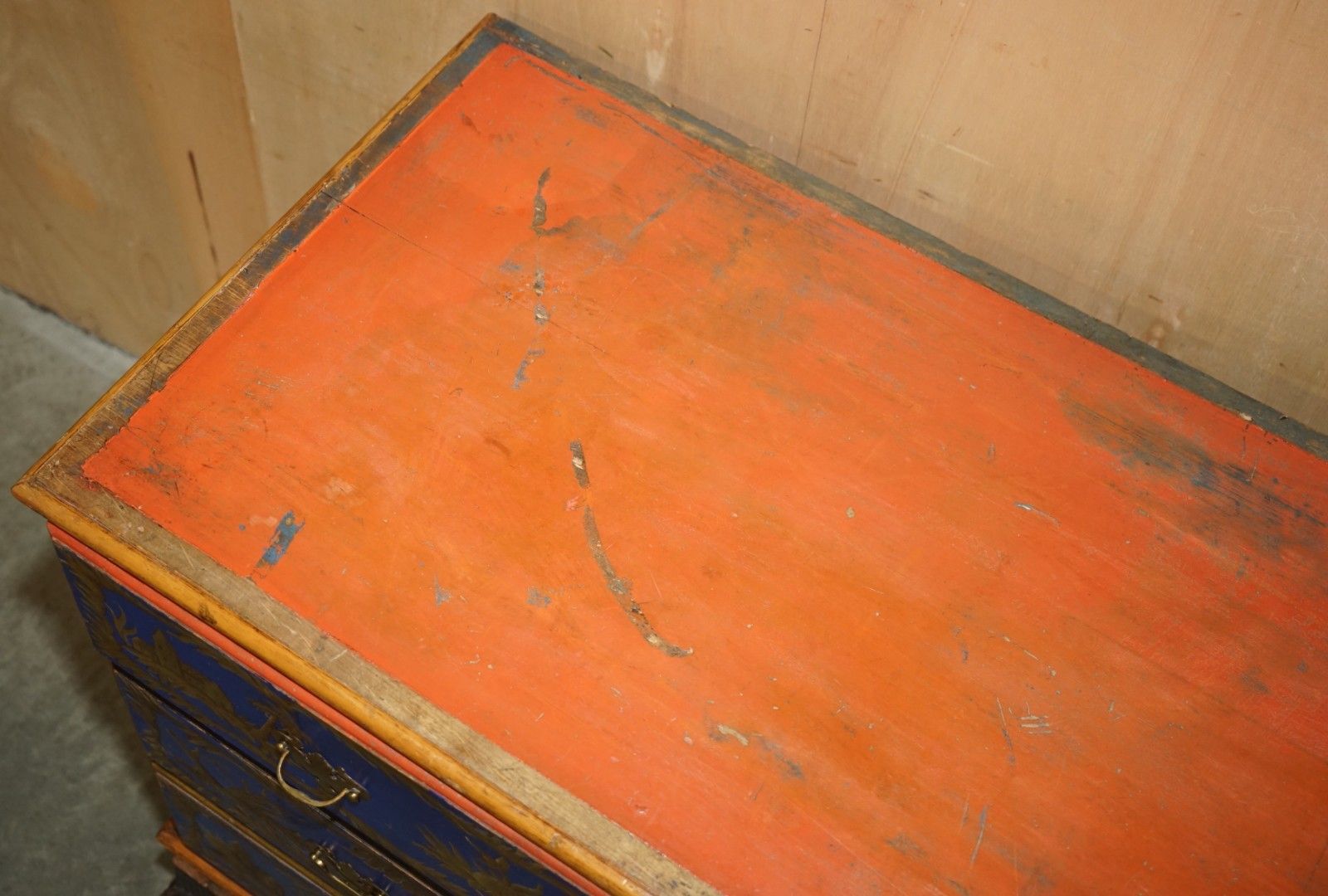 photo buy Stunning 1778 Dated Polychrome Painted Claw & Ball Campaign Chest Of Drawers