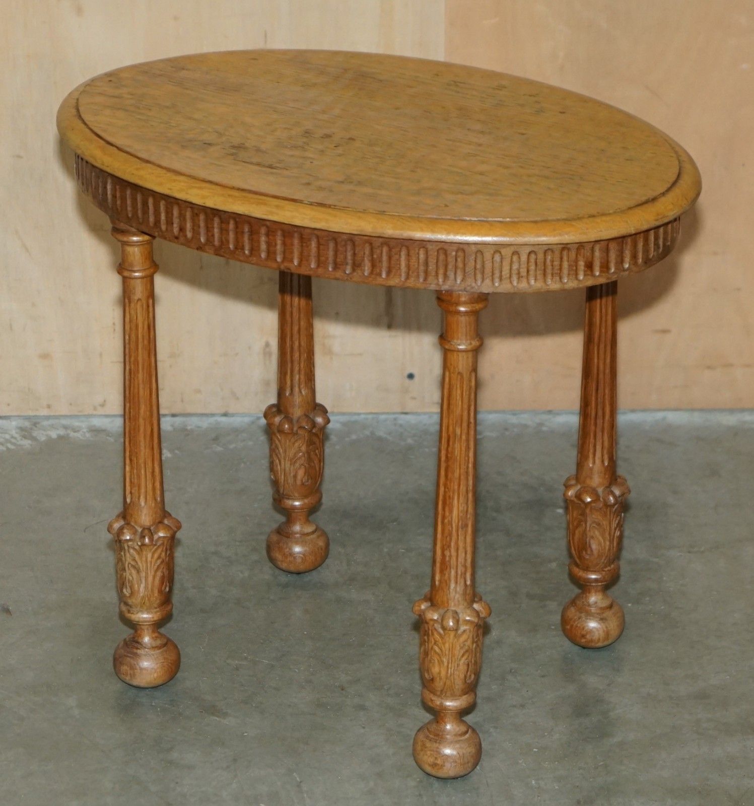 Stunning Pair Of Adzed Top English Oak Hand Carved Side End Lamp Wine Tables photo for sale