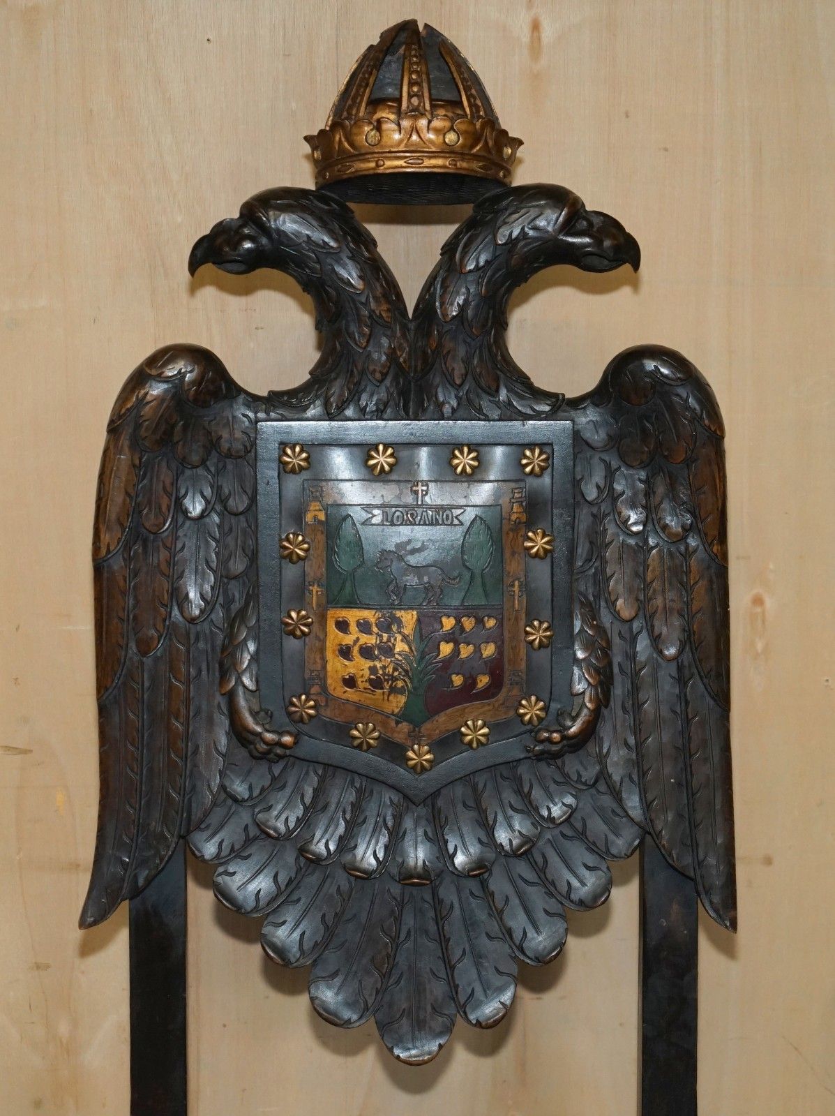 Five 19th Century Carved Continental Baroque Double Eagle Coat Of Arms Chairs photo 14500.0