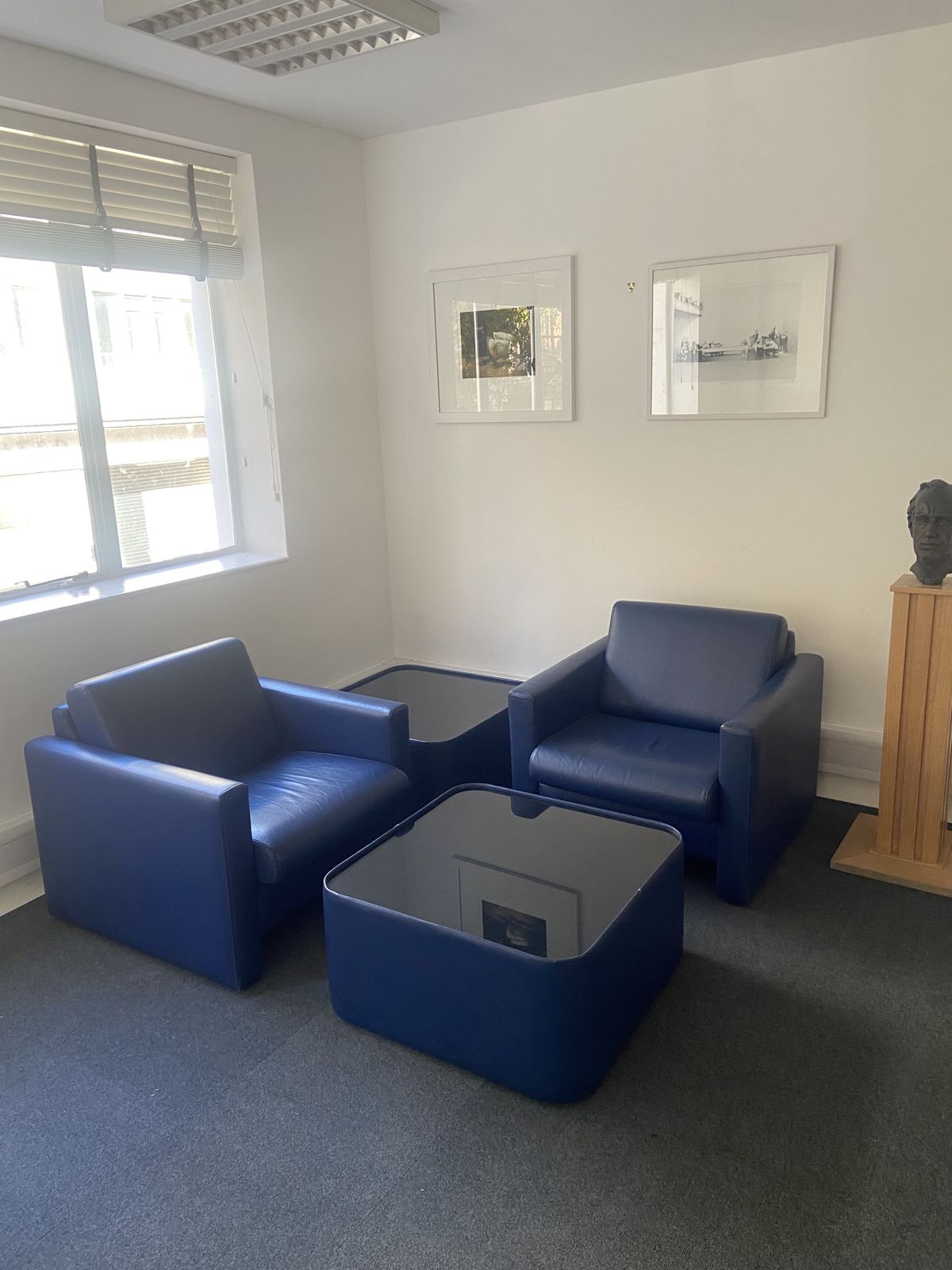 Handmade 5 Piece Leather & Glass Office Furniture Set photo furniture