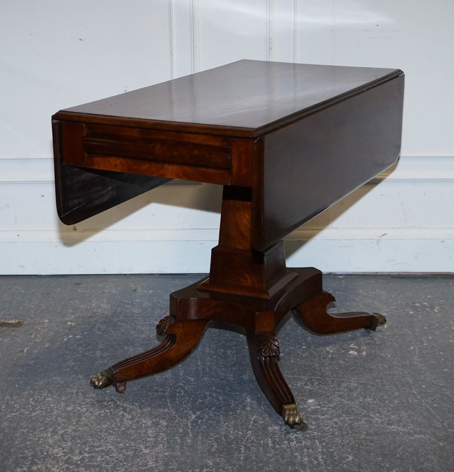 1820s Restored English Antique Pedestal Pembroke Drop Leaf Table With Drawer photo Furniture