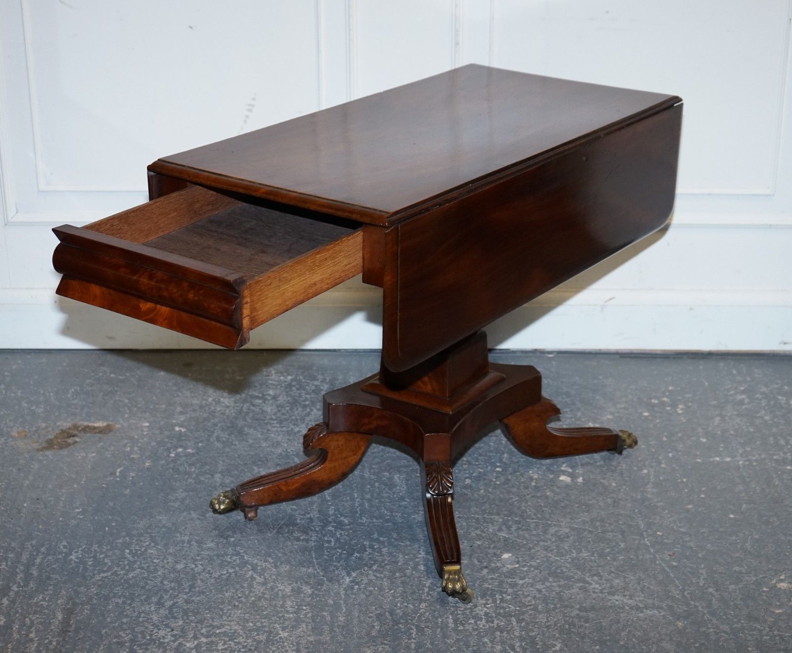 1820s Restored English Antique Pedestal Pembroke Drop Leaf Table With Drawer photo 2450.0