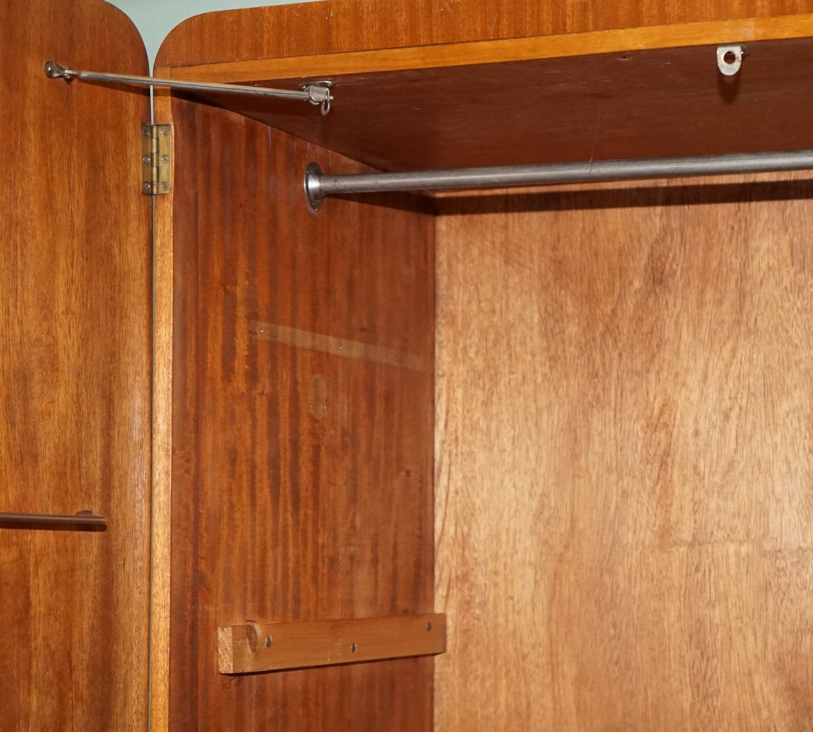 1930s Petite Vintage English Art Deco Burr Walnut Double Wardrobe Linen Press photo vintage