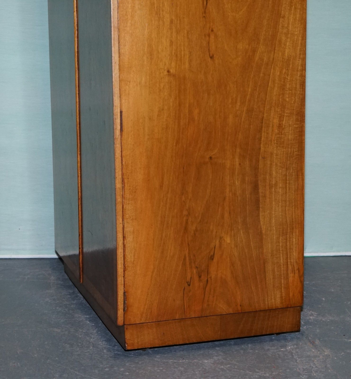 photo buy 1930s Petite Vintage English Art Deco Burr Walnut Double Wardrobe Linen Press