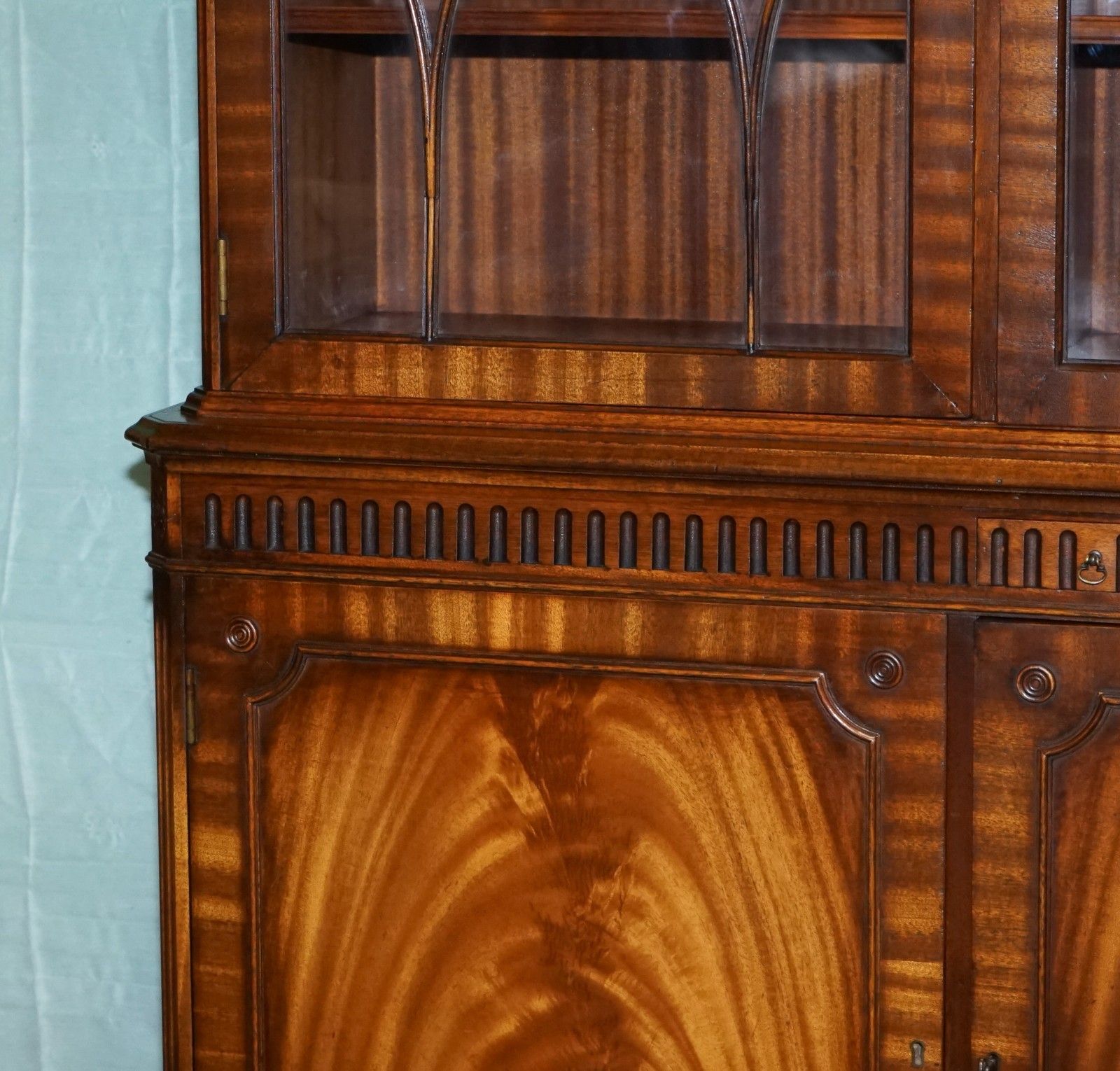 photo furniture Vintage Bevan Funnell Hardwood Breakfront Bookcase Display Cabinet