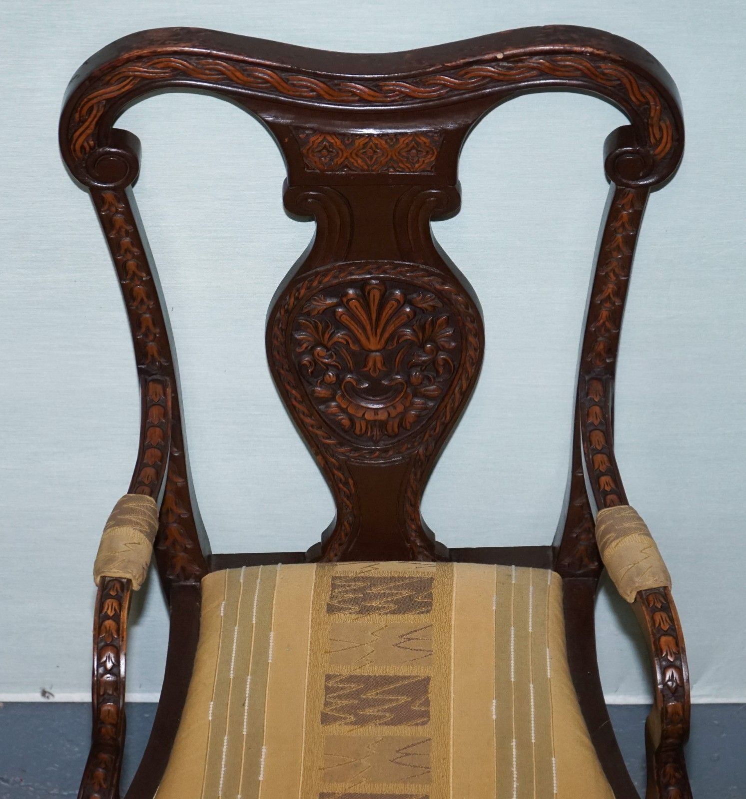 photo buy Anglo Indian Wooden Heavily Carved Elephant Detail Single Caver Armchair