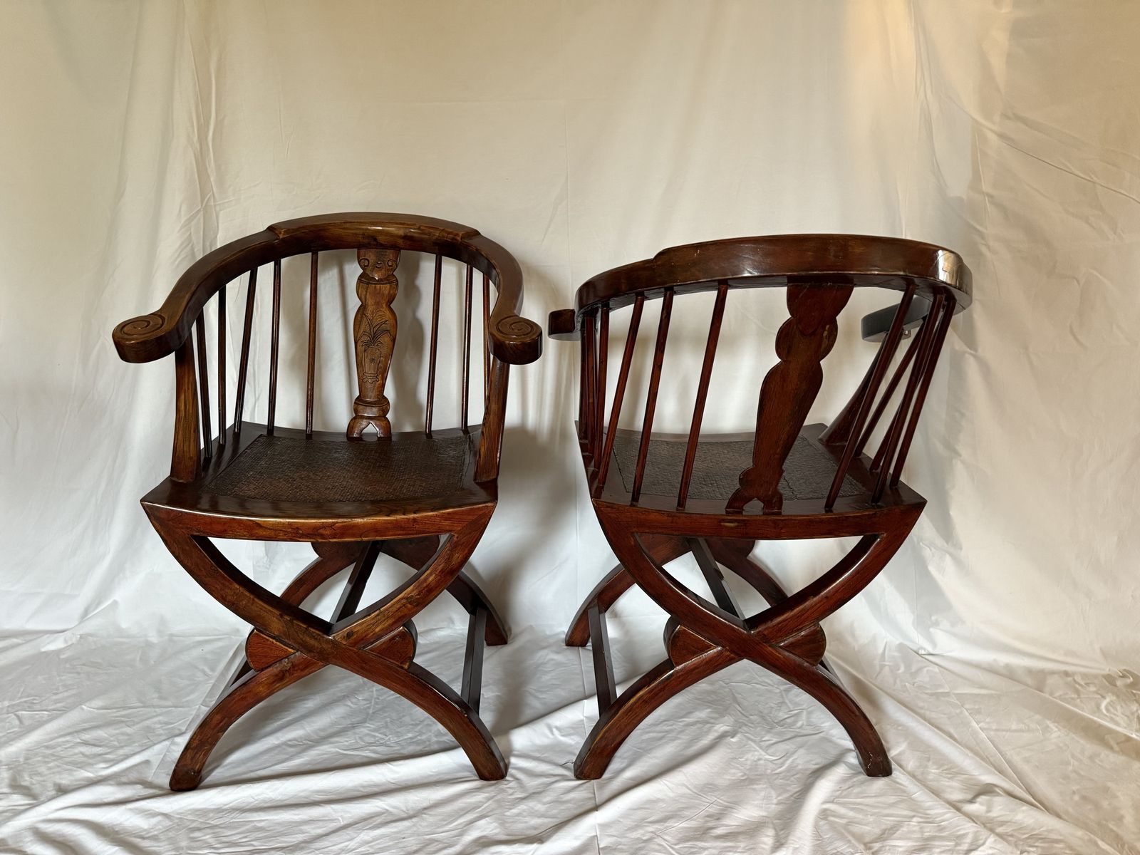 Pair Of Chinese Horseshoe Back Chairs photo vintage