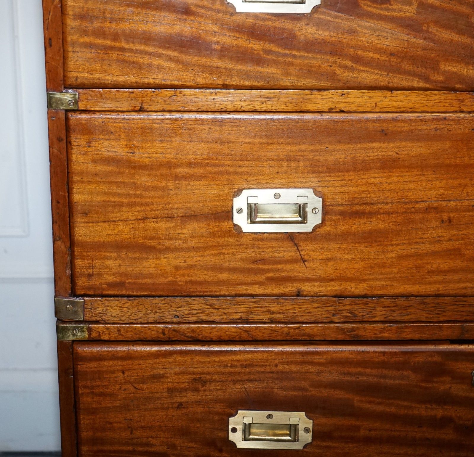 Antique 19th Century Satinwood Military Campaign Chest Of Drawers Lots Of Patina photo 2350.0