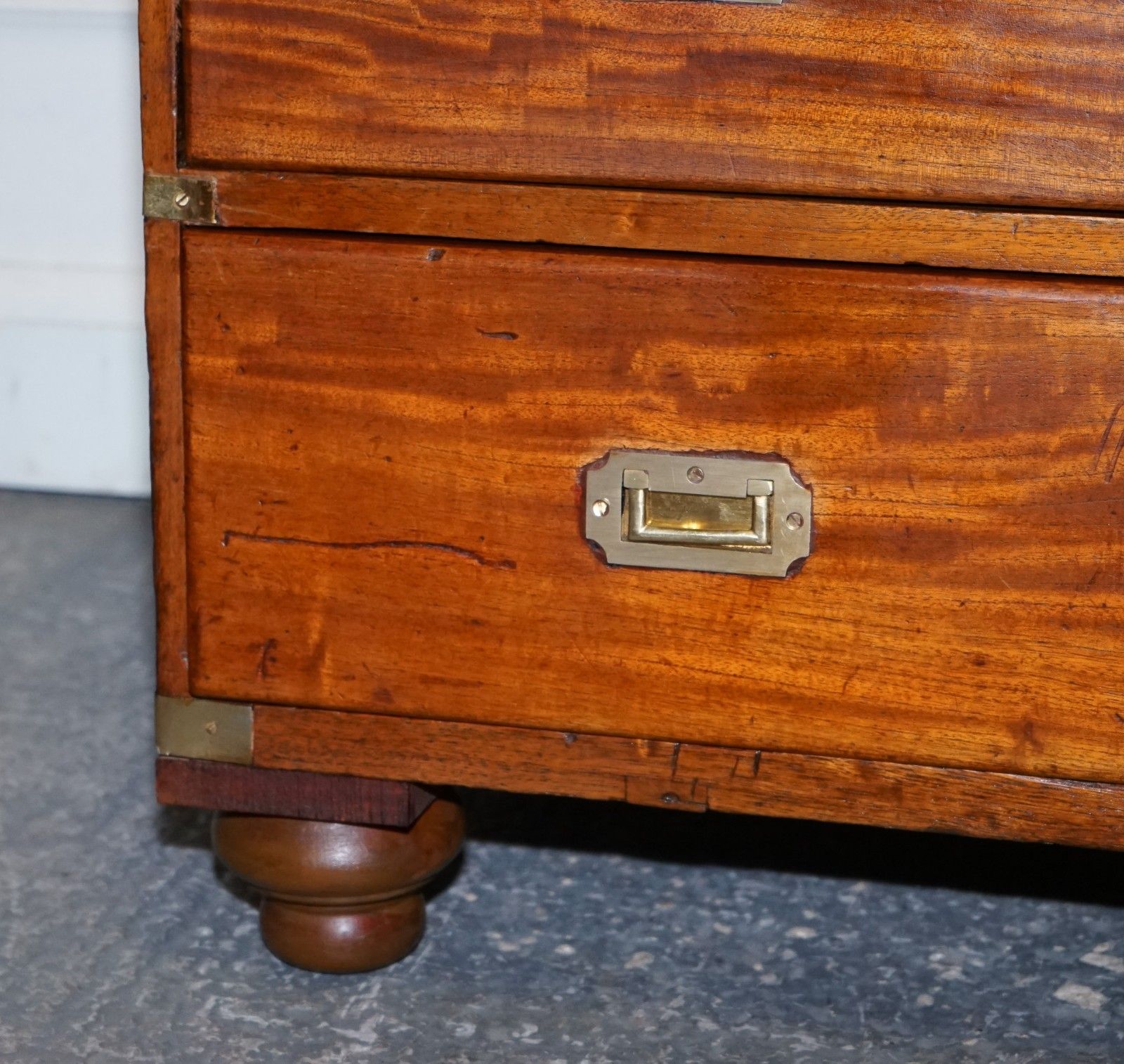 Antique 19th Century Satinwood Military Campaign Chest Of Drawers Lots Of Patina photo buy