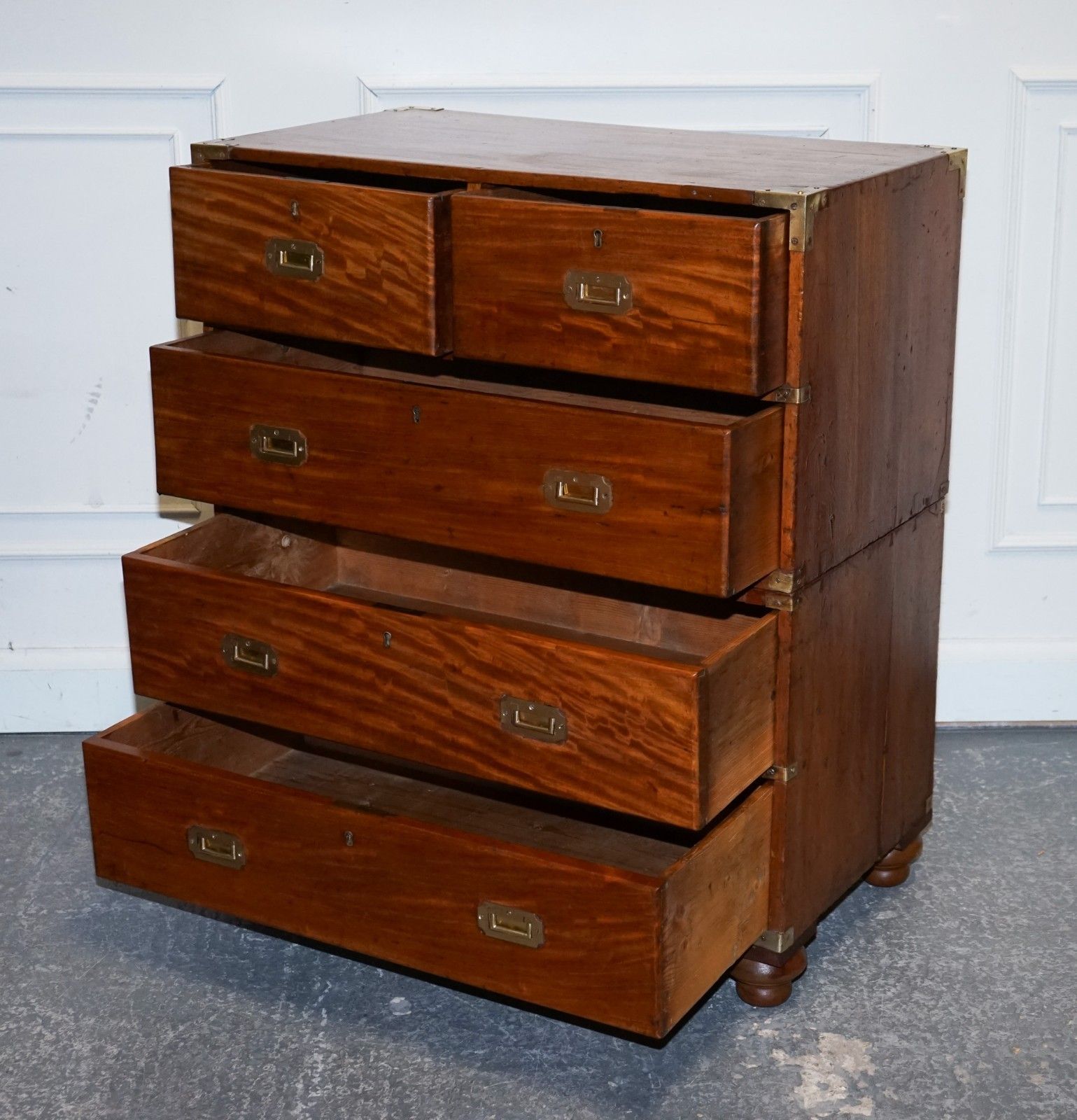 photo furniture Antique 19th Century Satinwood Military Campaign Chest Of Drawers Lots Of Patina