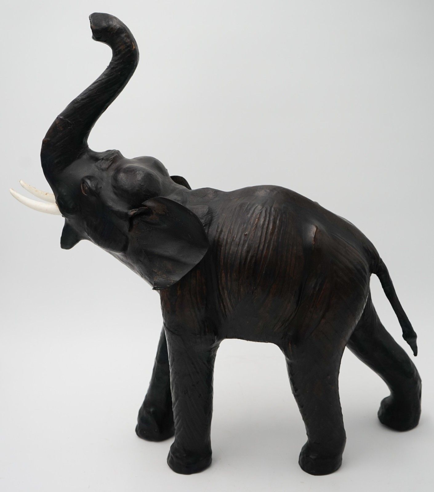 Vintage 1970's Libertys & Co London Aged Leather Elephant Decorative Sculpture photo Art