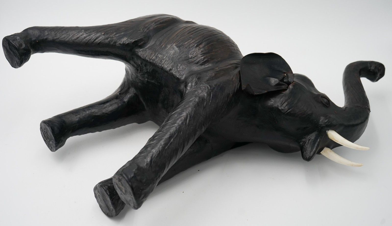 photo for sale Vintage 1970's Libertys & Co London Aged Leather Elephant Decorative Sculpture