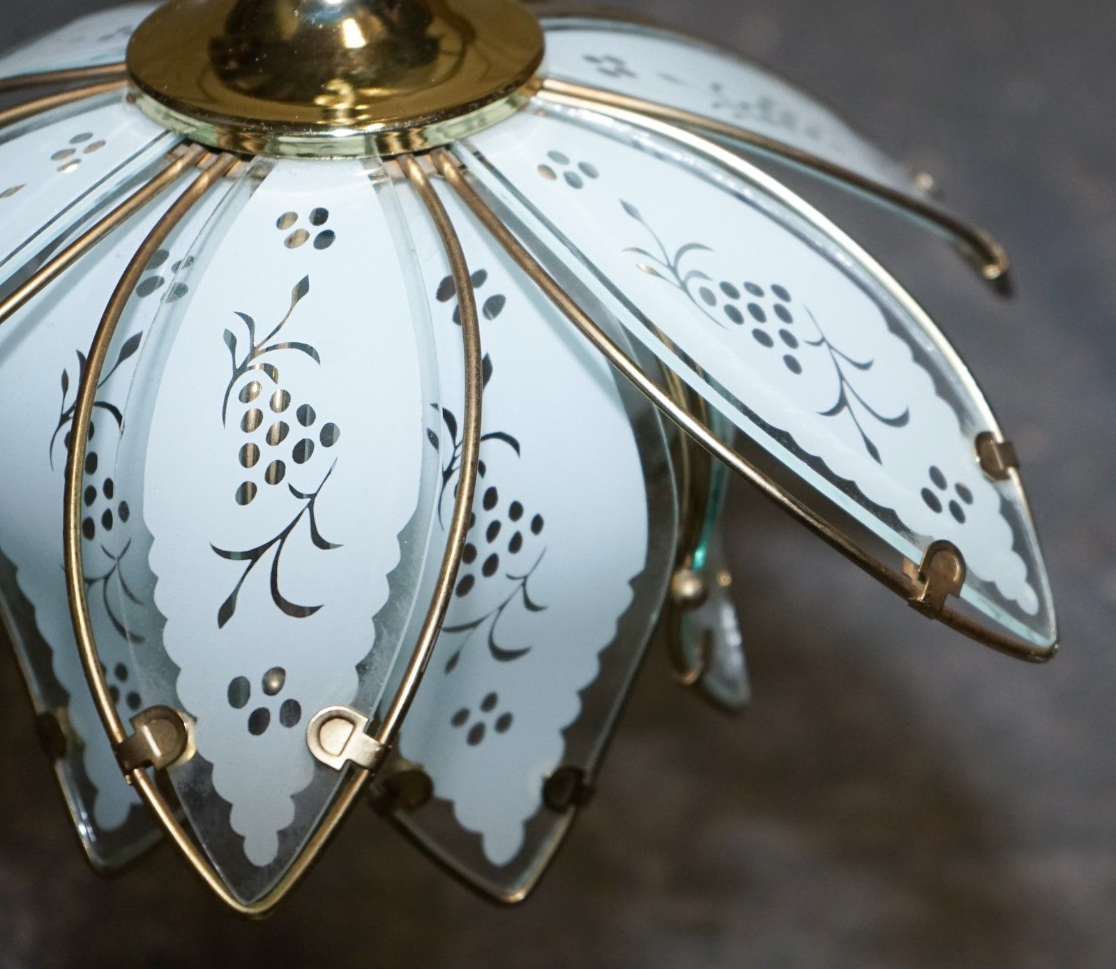 Pair Of Art Deco Style 1960's Flower Lotus Glass Ceiling Lamps photo 900.0
