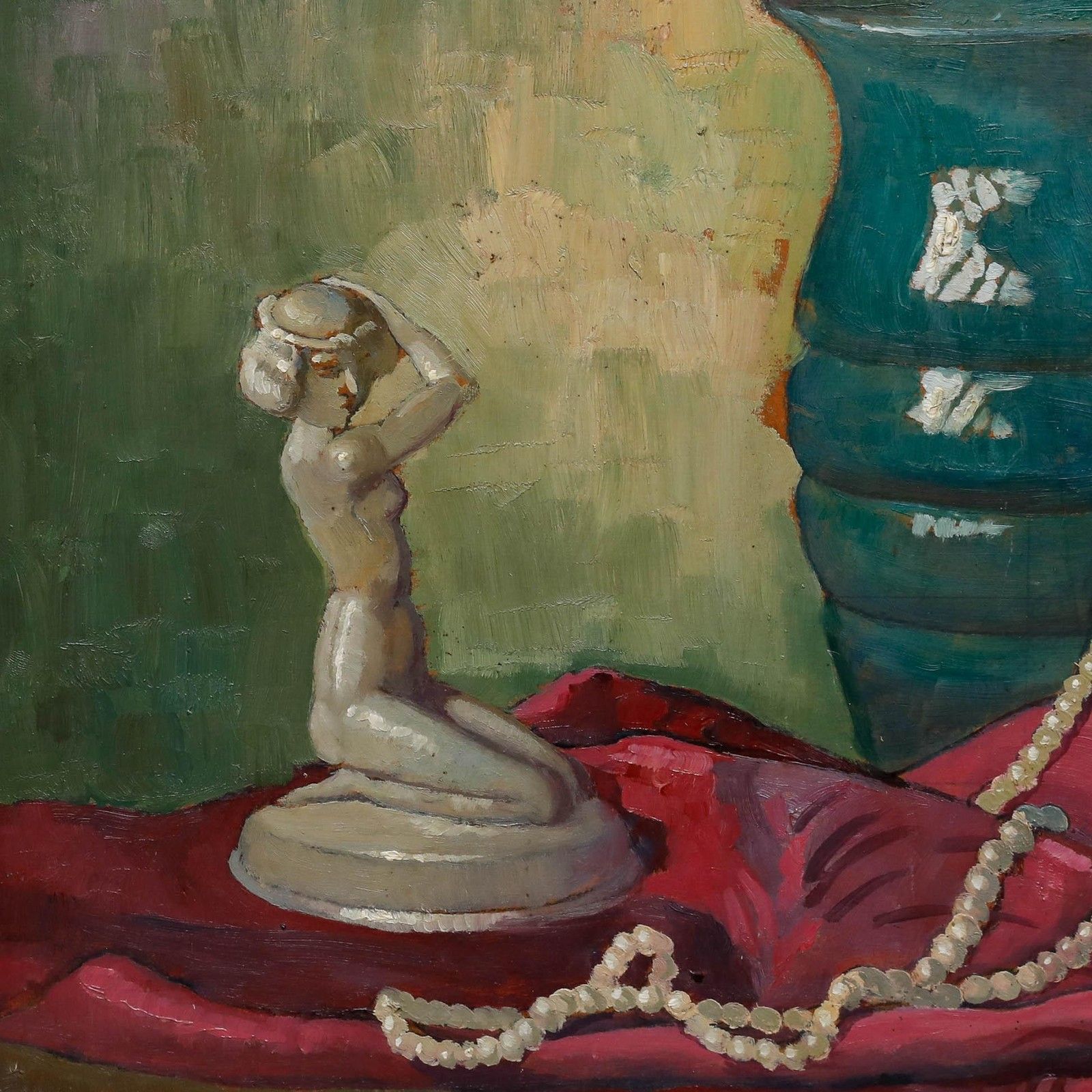 C. Schlotke Early 20th Century Oil, Still Life With A Figurine photo 225.0