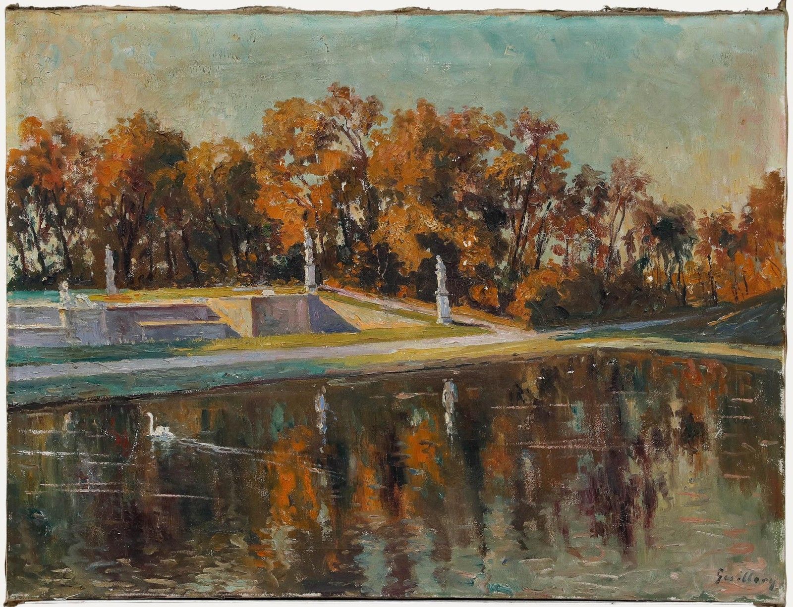 Theodor Gullery (1900 1976) Mid 20th Century Oil, Autumn In The Park