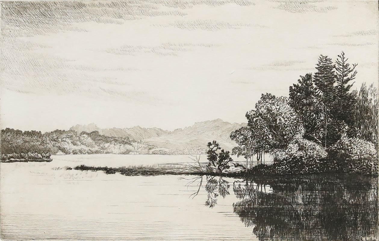 Robert Lillie (1867 1949) Early 20th Century Etching, Taynish Loch photo furniture