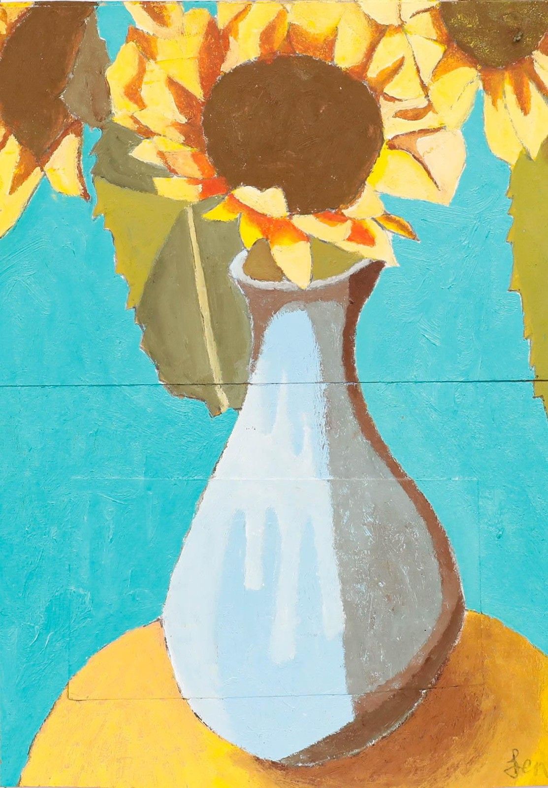 Ben Carrivick Contemporary Oil, Sunflowers In A Blue Vase photo furniture