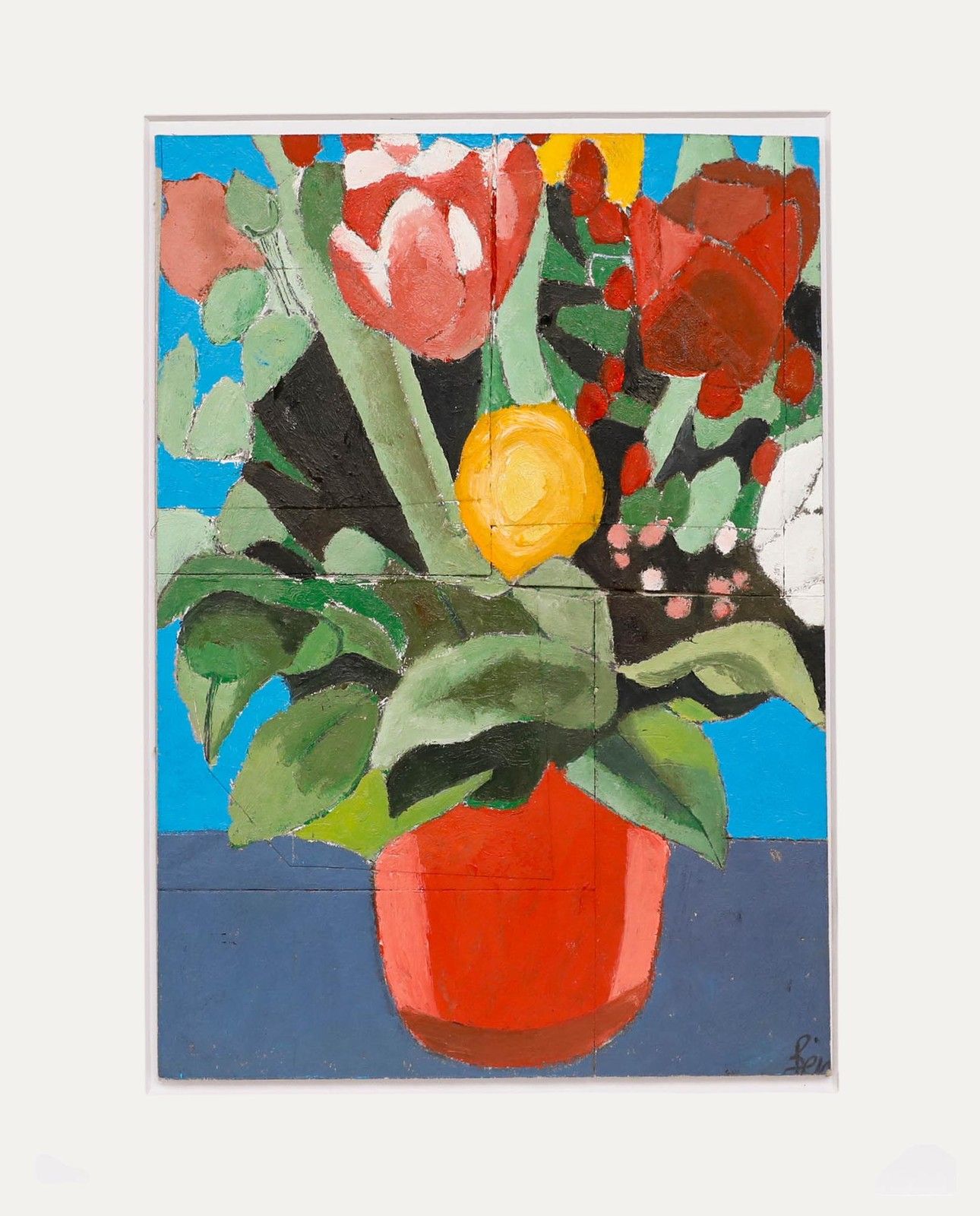 Ben Carrivick Contemporary Oil, Summer Bloom In A Red Vase