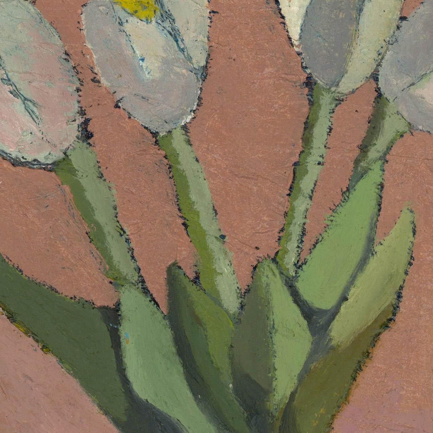 Ben Carrivick Contemporary Oil, Tulips In A Porcelain Vase photo for sale