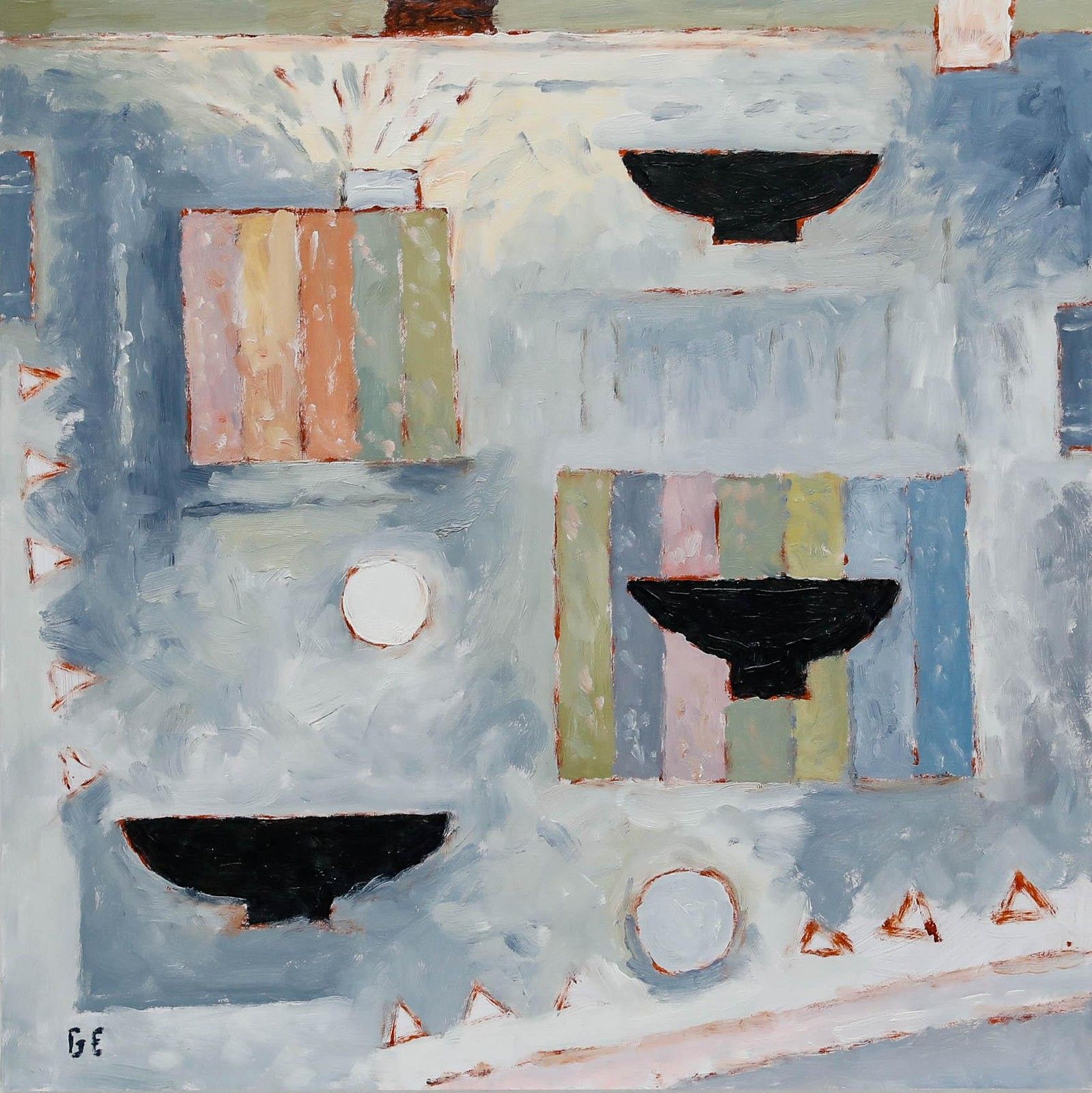 Graham Evernden (B.1947) Framed Contemporary Oil, Three Bowls photo furniture